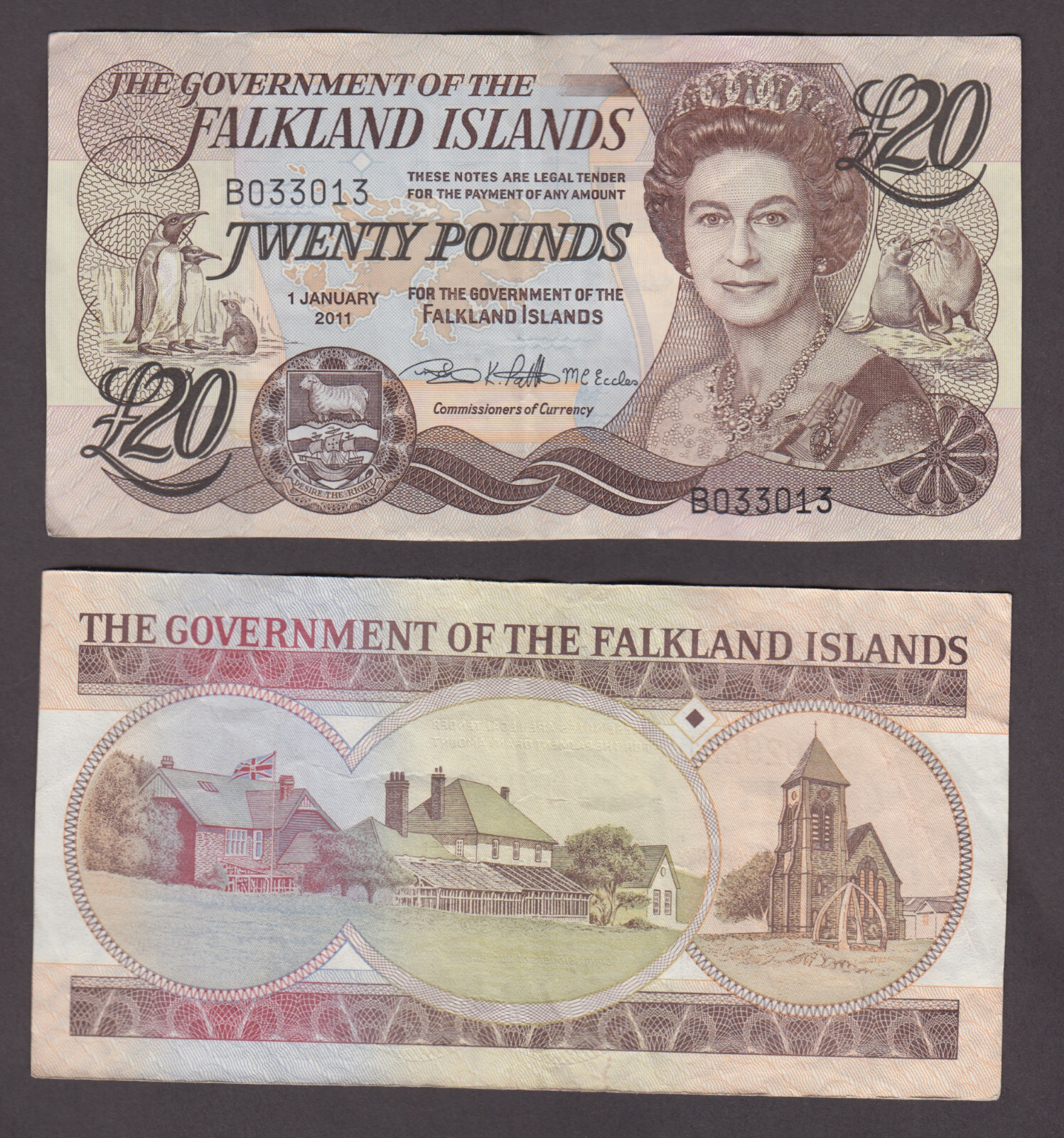 FALKLAND P.15  20 POUNDS 2011 QUEEN ELIZABETH II  VERY FINE  WE COMBINE 2210 yyy