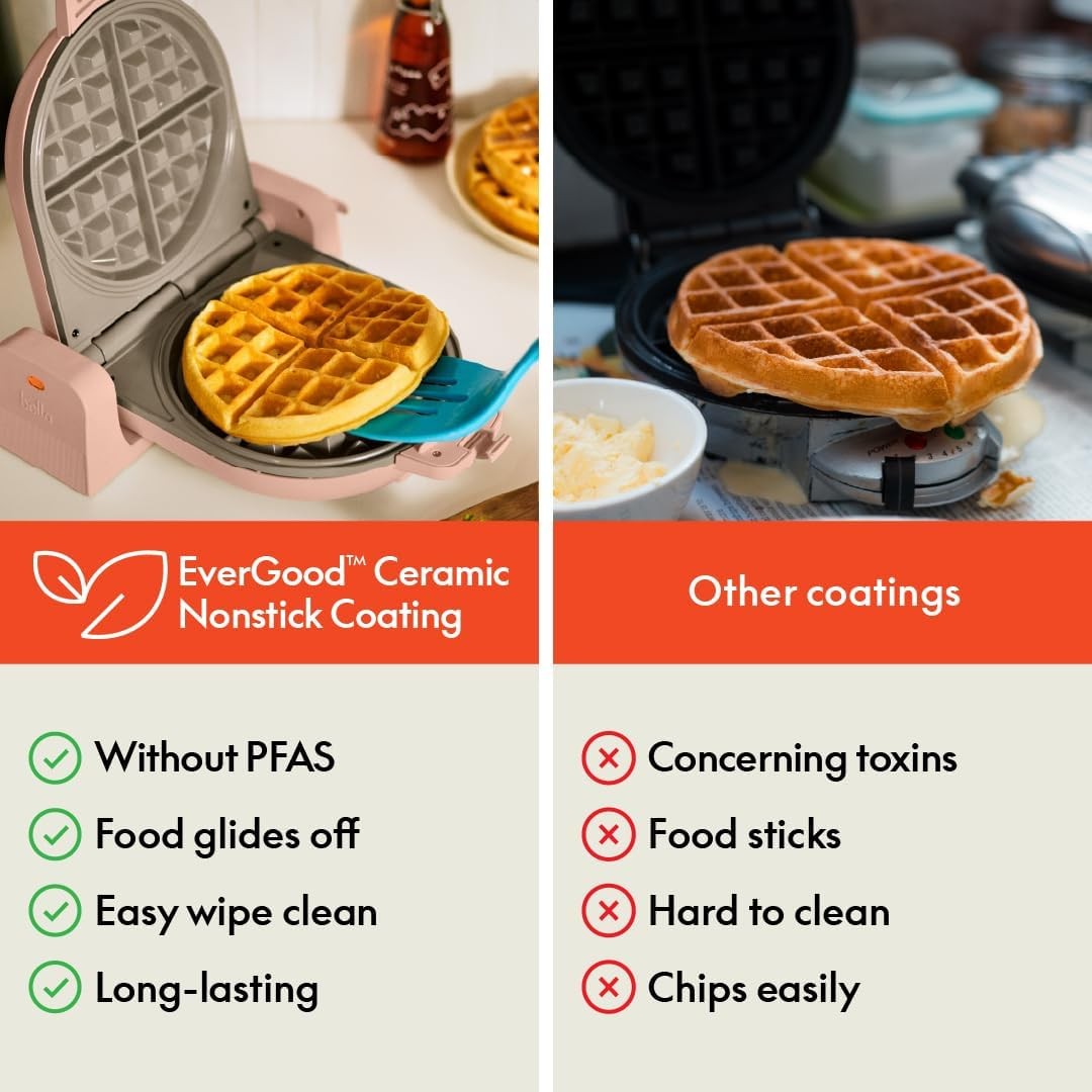 bella Flip-n-Store Waffle Maker with Ceramic Nonstick Coating | NEW