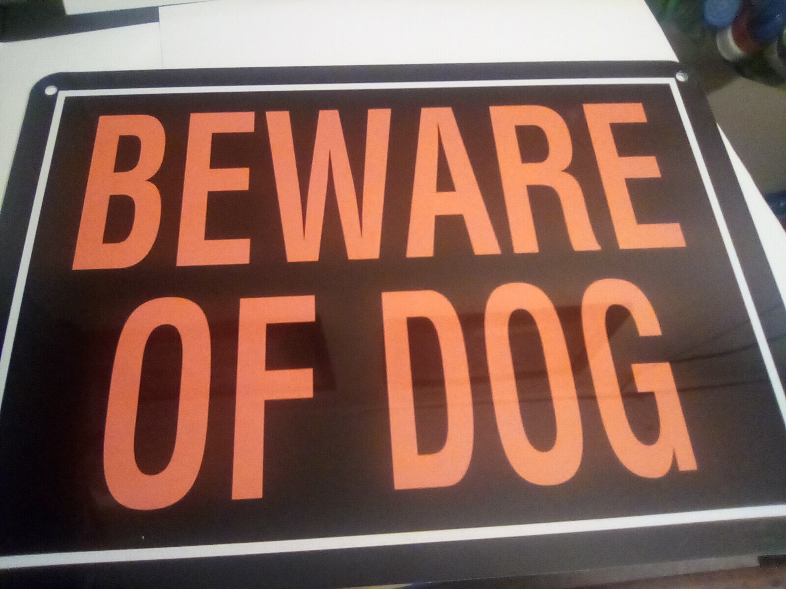 NEW  Beware of Dog Sign, Black and Red Plastic, 14" X 10" FREE SHIPPING