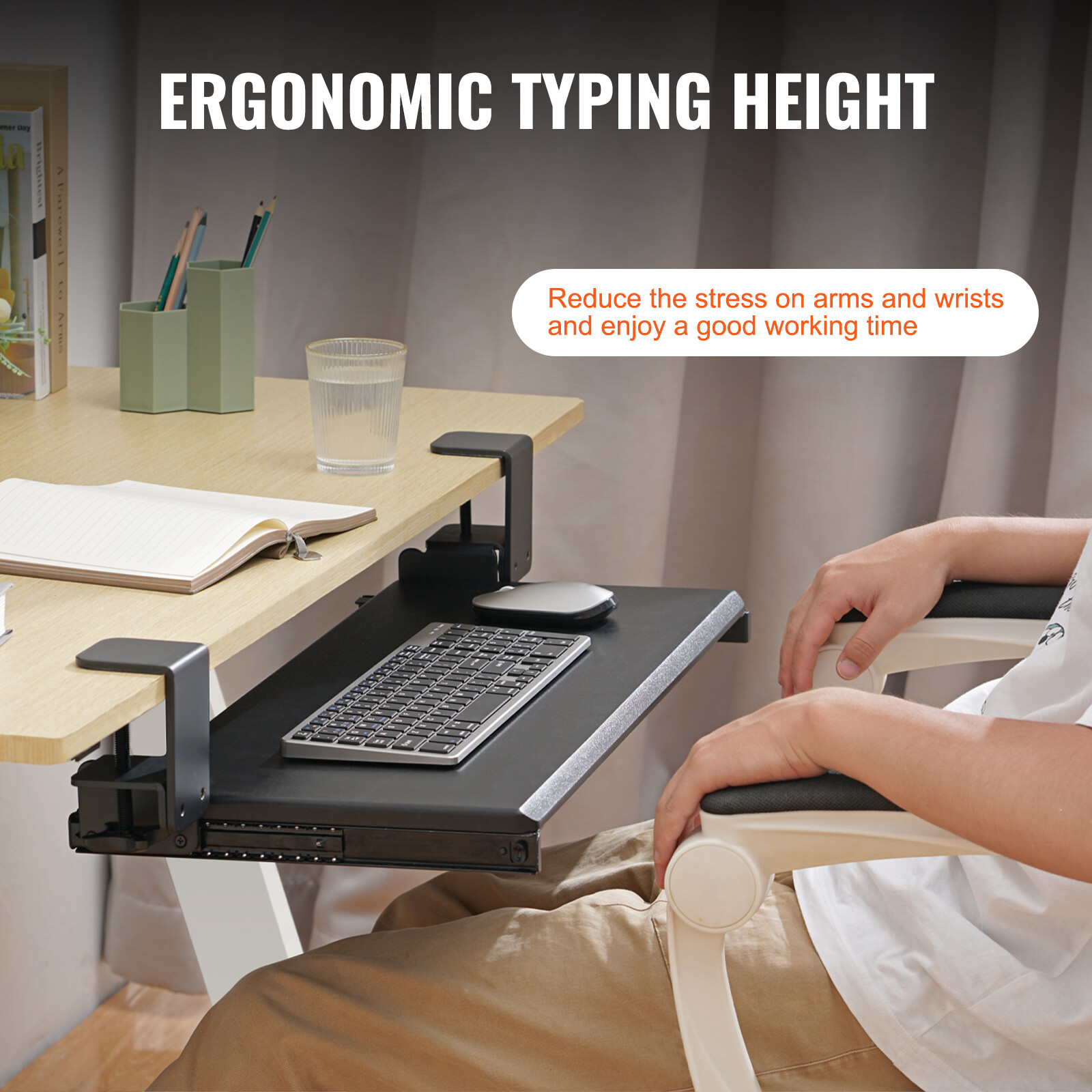 VEVOR Keyboard Tray Under Desk Pull out Keyboard/Mouse Tray with C Clamp Mount