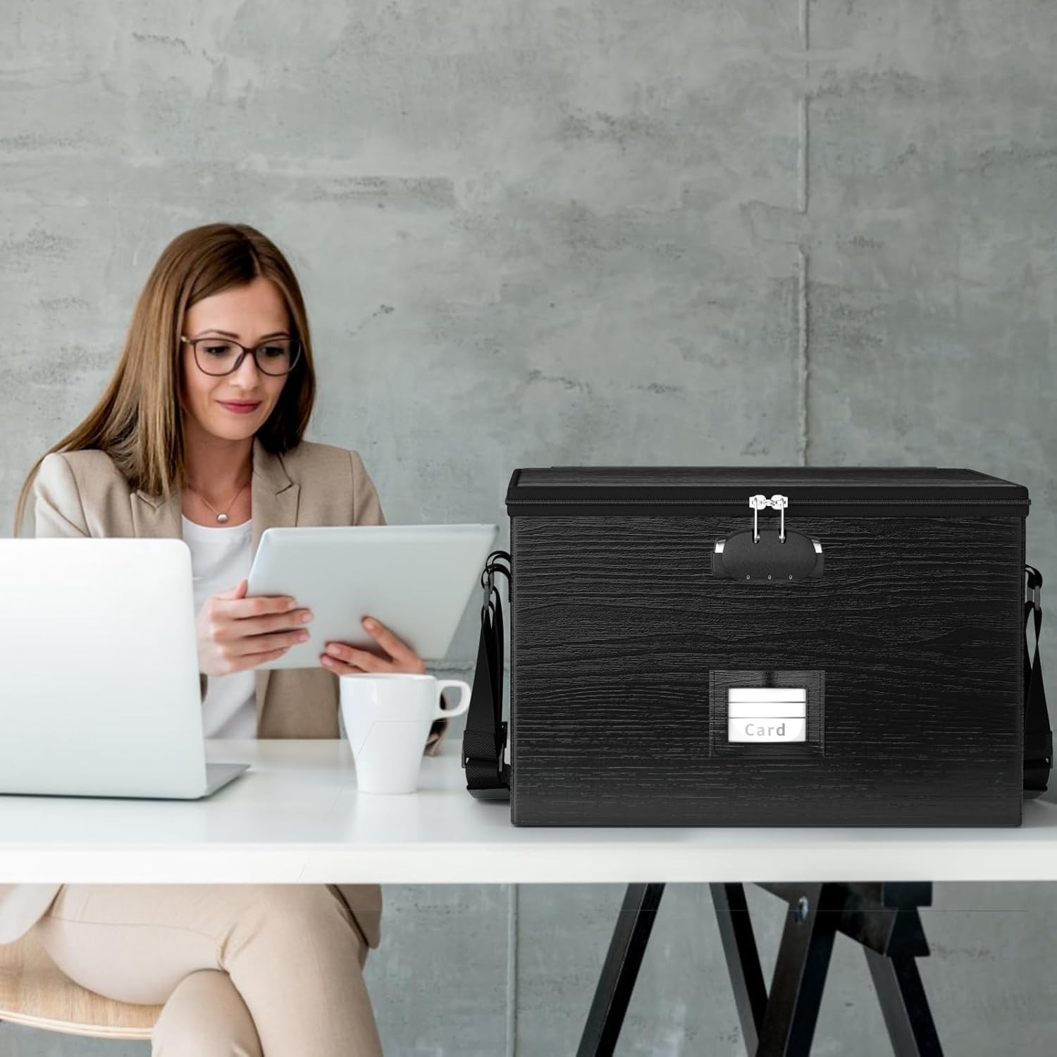 Fireproof Document Box with Lock Waterproof File Storage for Letter Legal Folder