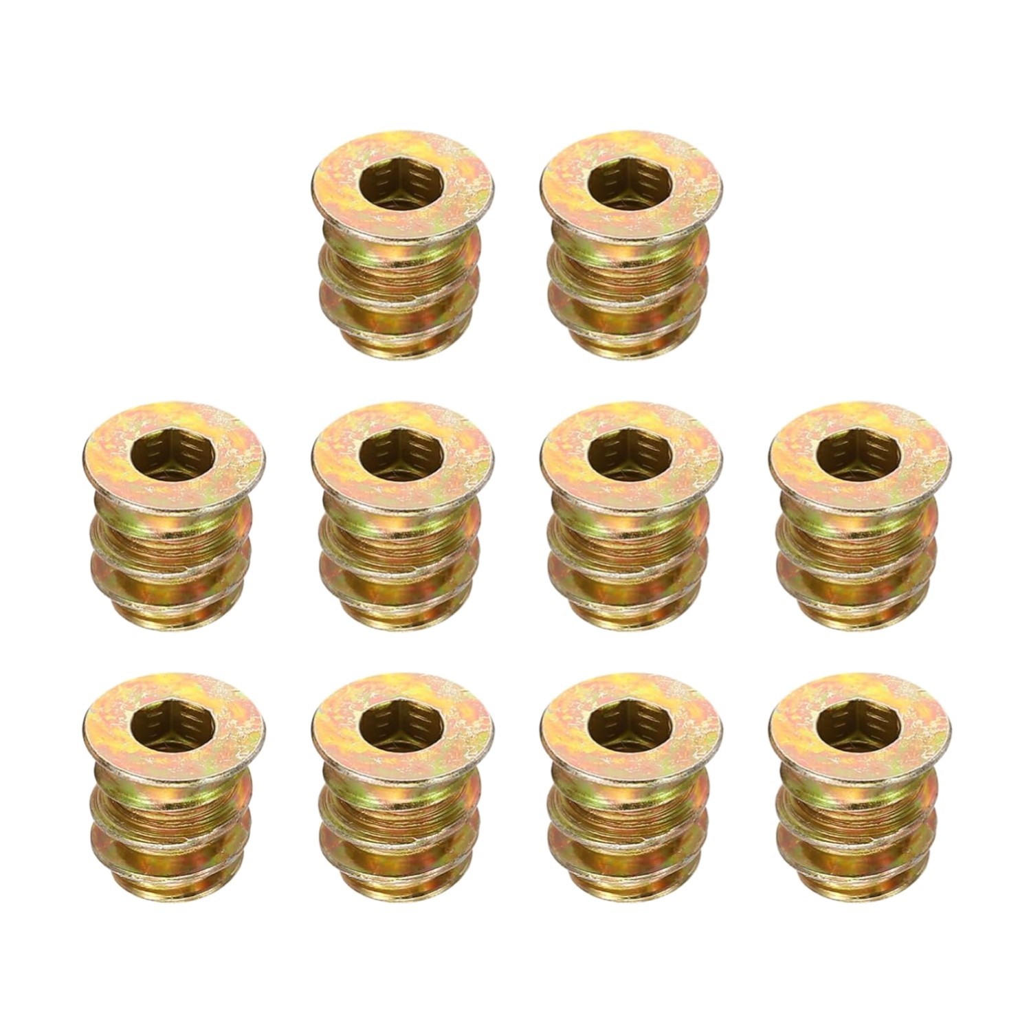 M4x10mm Threaded Insert Nuts 20pcs Hex Socket Drive Brass