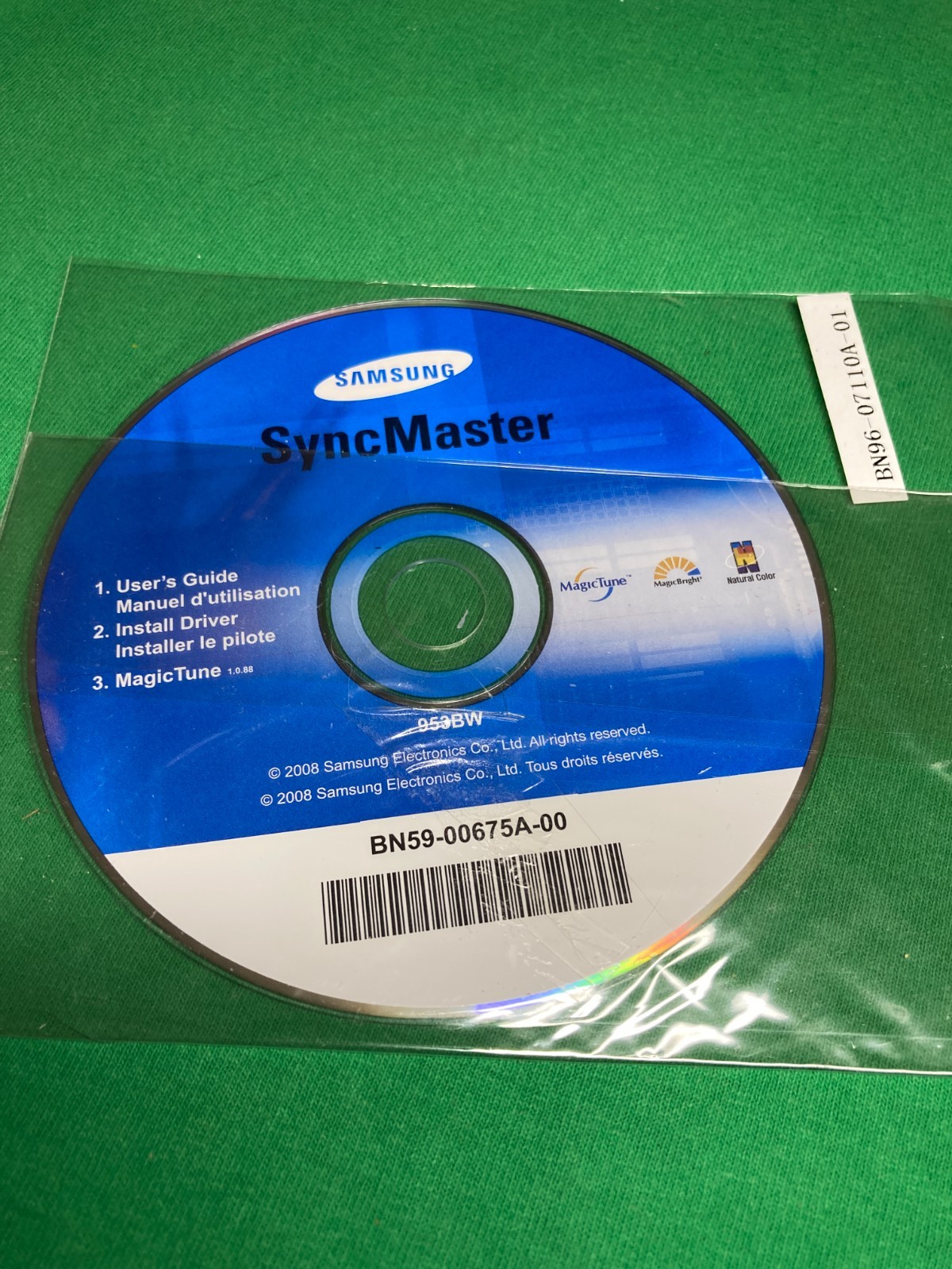 Samsung SyncMaster User's Guide/Install Driver for  953BW Monitor - DISC ONLY