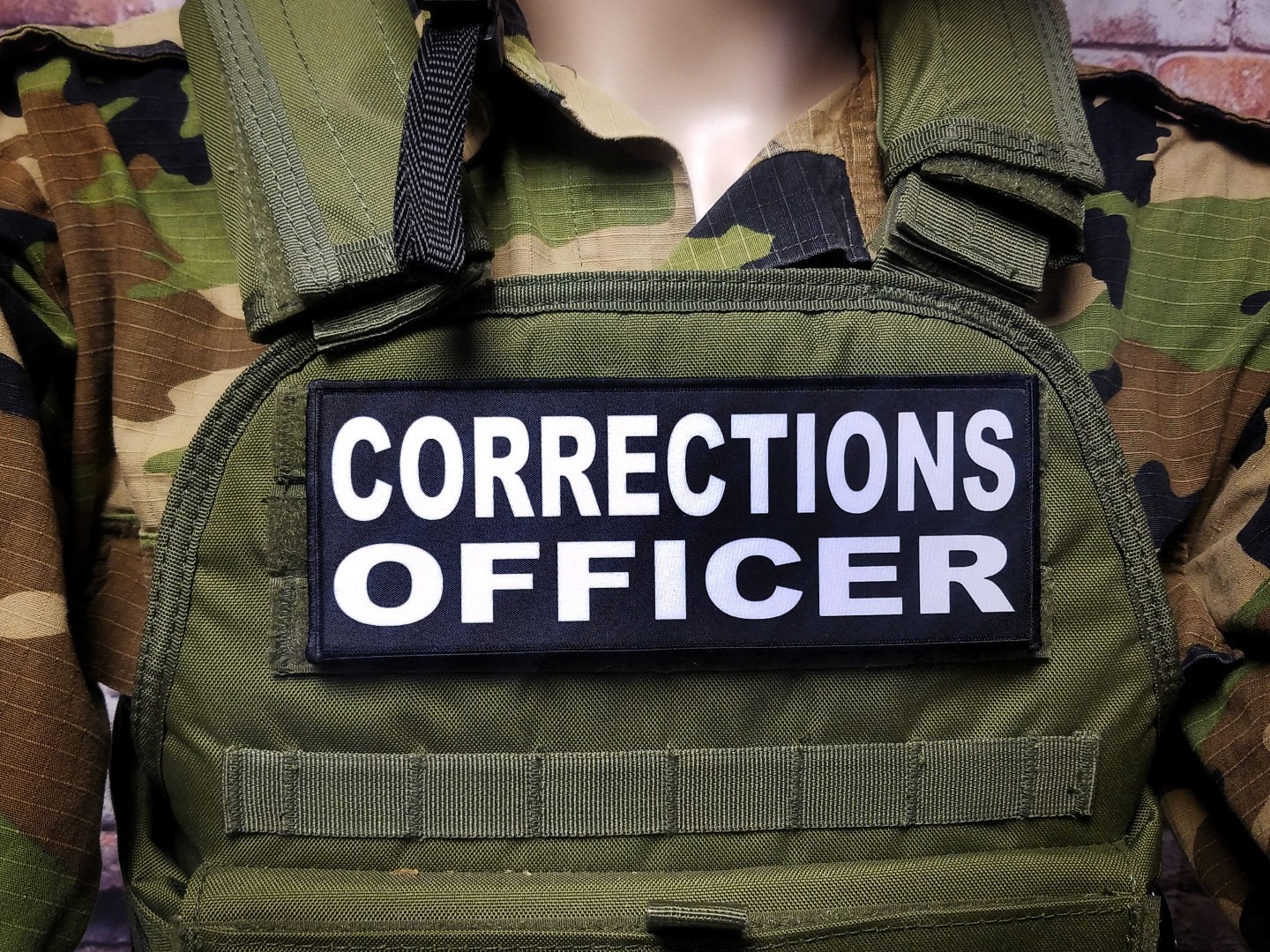 3x8" CORRECTIONS OFFICER black Tactical Hook Plate Carrier Patch