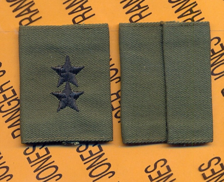 US ARMY Major General MG 0-8 OD Green & Black Slip On rank patch