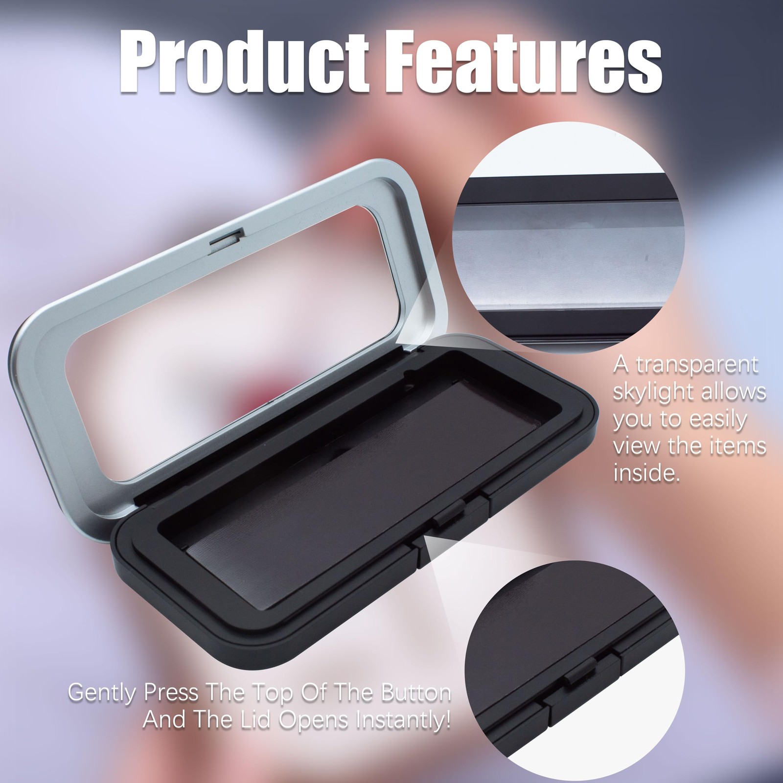 Magnetic Needle Holder Case with Clear Lid, Portable Black