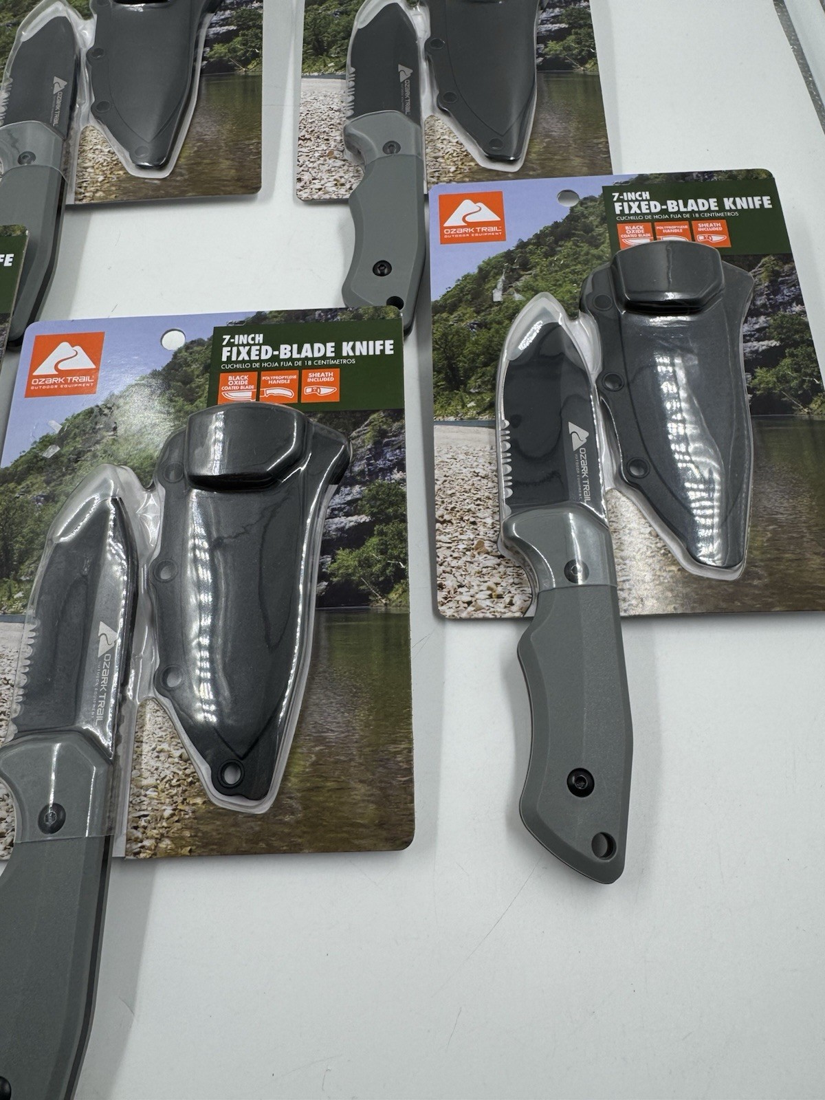 (5) Ozark Trail 7” Fixed Blade Knife w/ Black Polypropylene Handle & Sheath