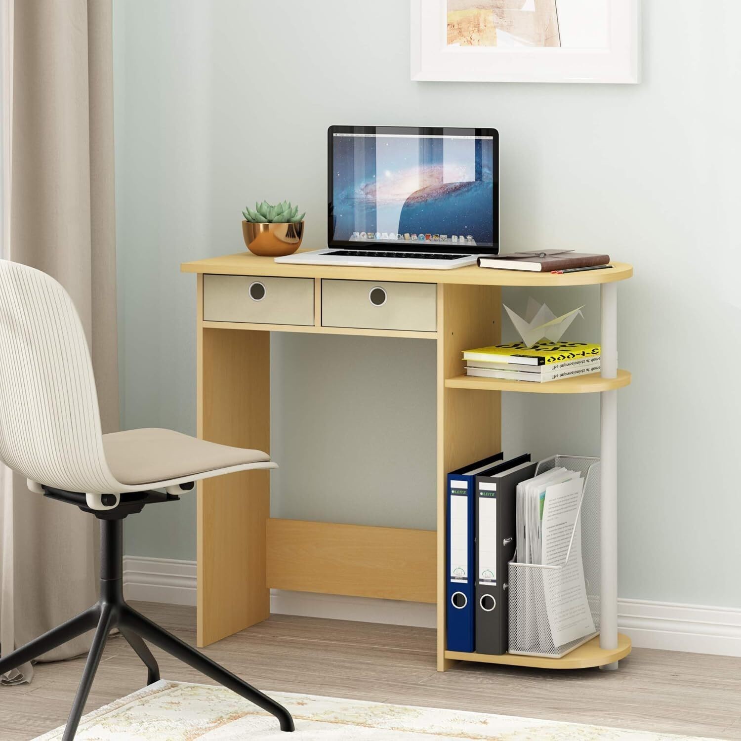 Home Laptop Notebook Computer Desk Table w/ Drawer Bin Writing Desk Small Space