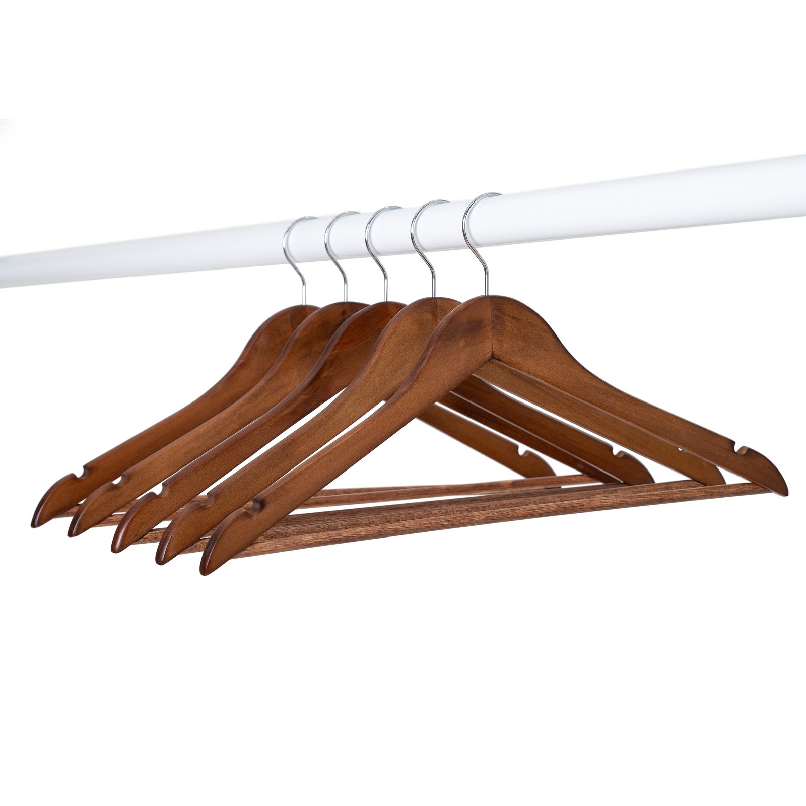 Better Homes & Gardens Wood Suit Hangers for Adult, 5 Pack, Walnut Finish