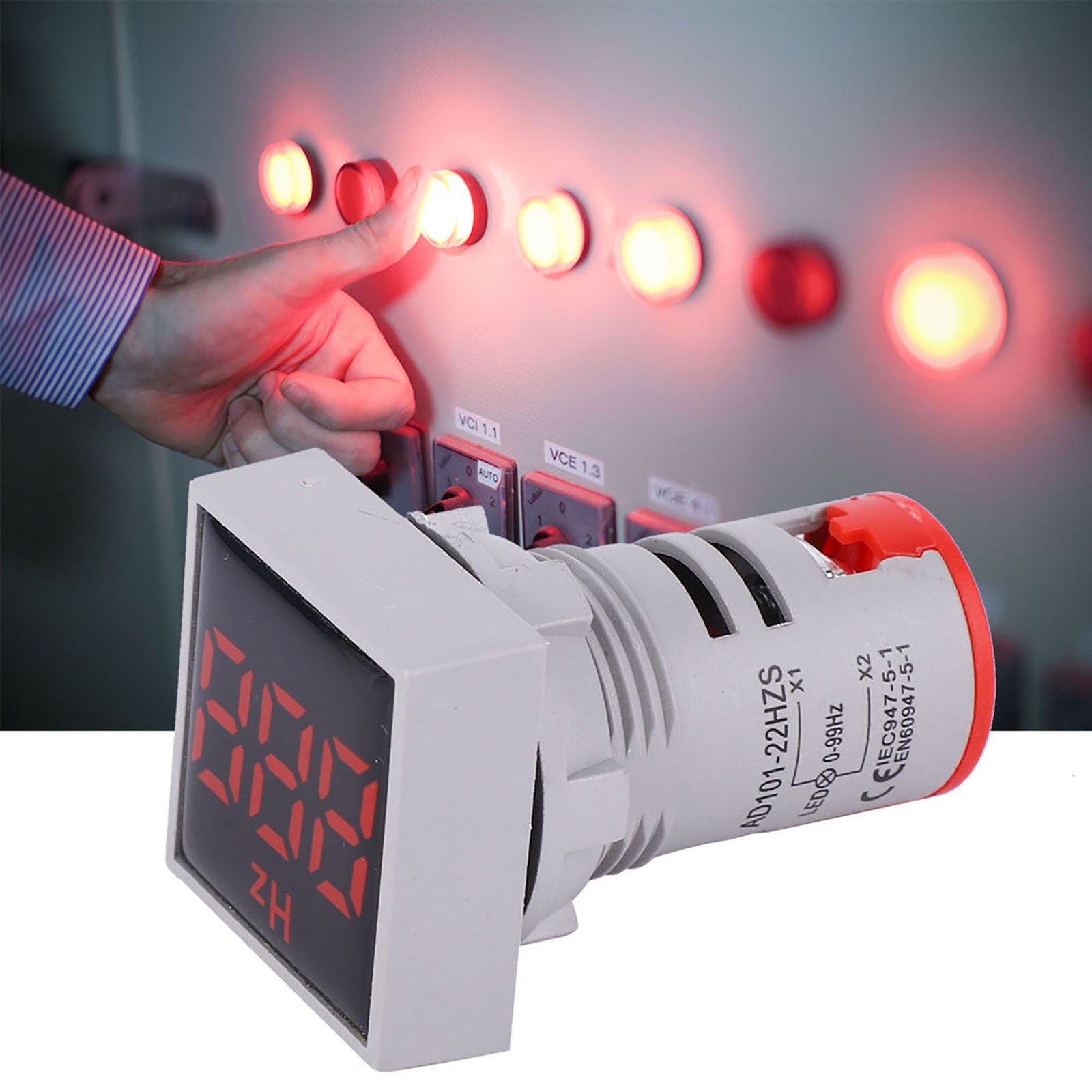 (Red)Square Digital Display LED Indication Light AC100~380V 20~75Hz