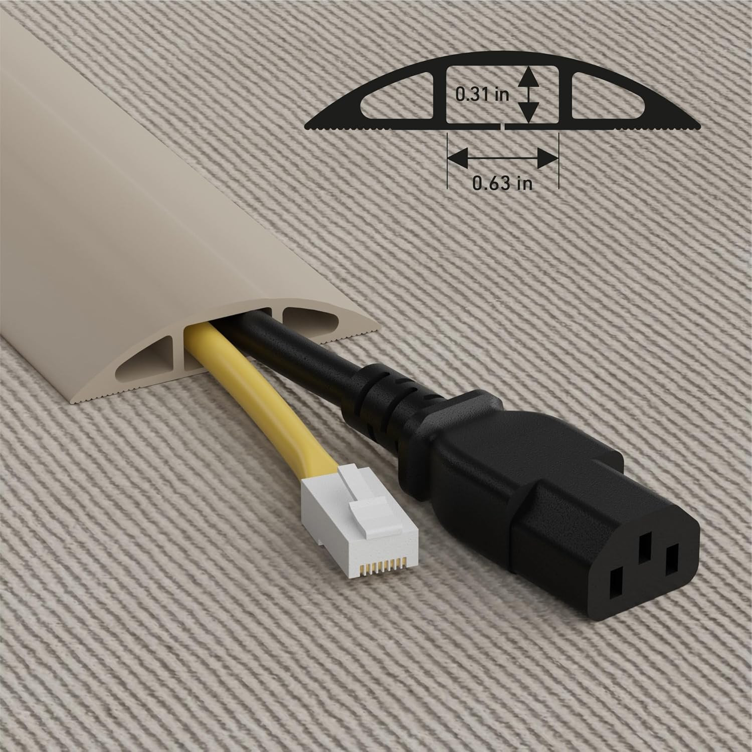 6Ft Floor Cord Cover, Cable Protector, Hide Extension Cords, Protect
