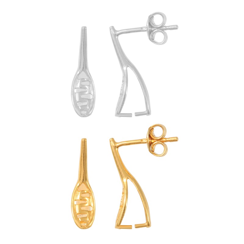 Sterling Silver 925 Earrings Stud Posts 16.5x4mm * Different Platings
