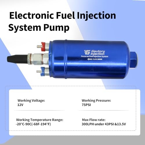 Universal External Inline Electric Fuel Pump High Flow 300LPH Blue with Bracket