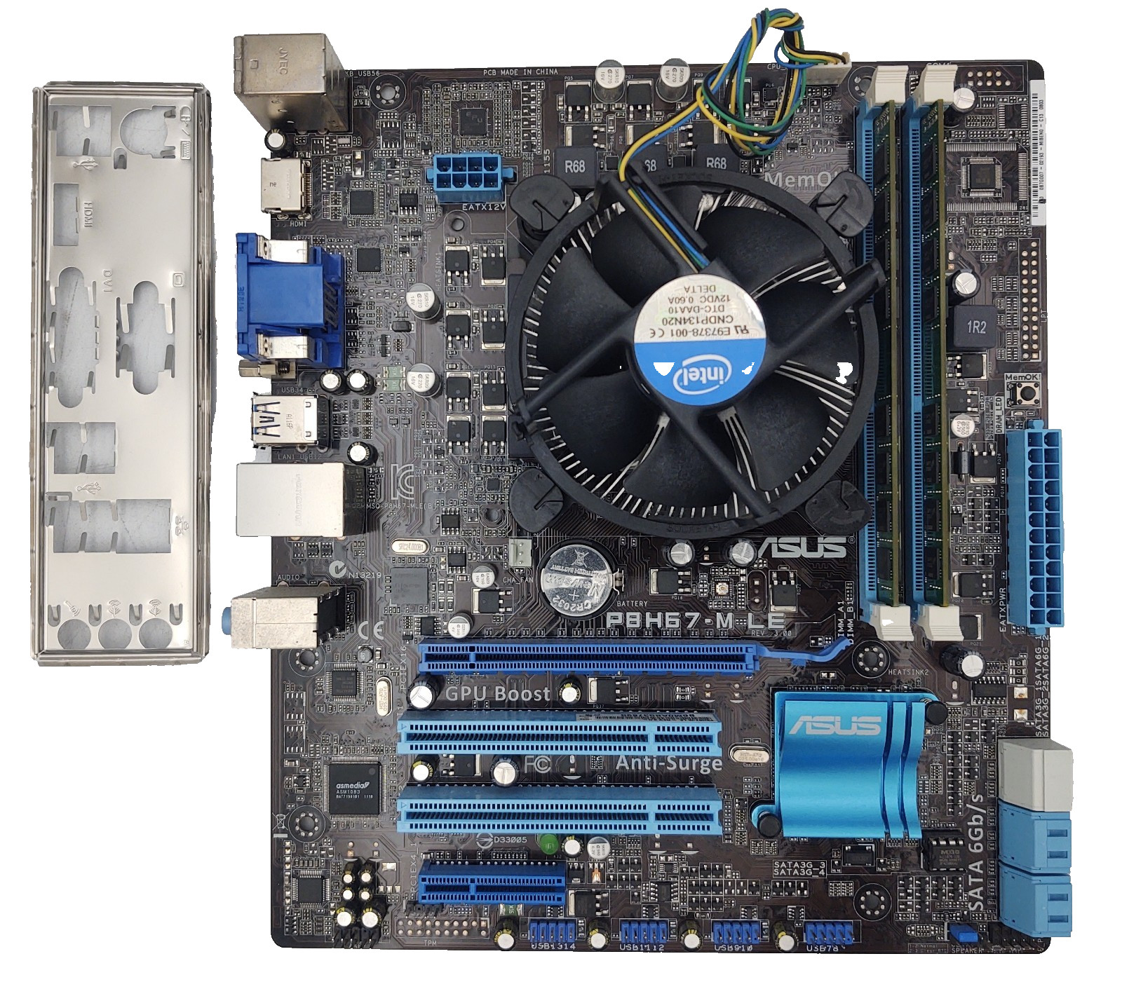 ASUS Intel P8H67-M LE LGA1155 DDR3 MOTHERBOARD W/ i5-2300 CPU + RAM + I/O SHIELD