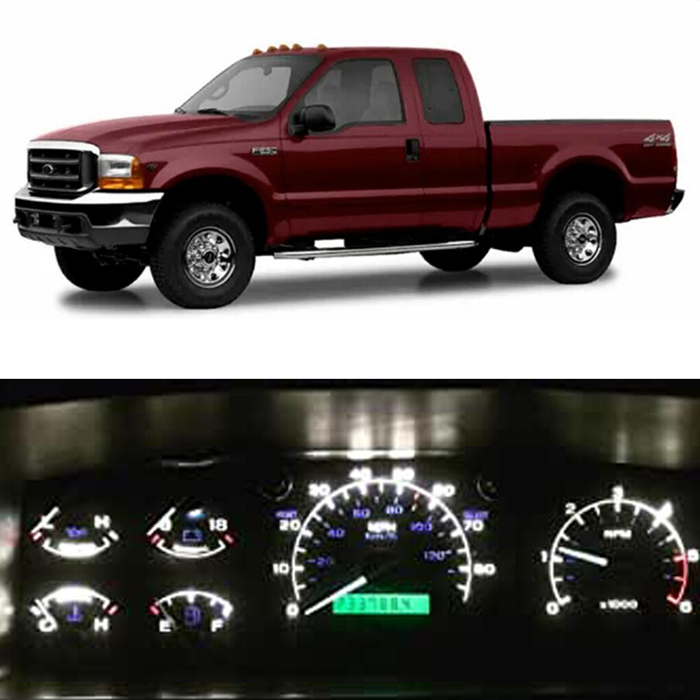White Instrument Gauge Cluster Speedometer LED fit 99-04 Ford F-Serie Super Duty