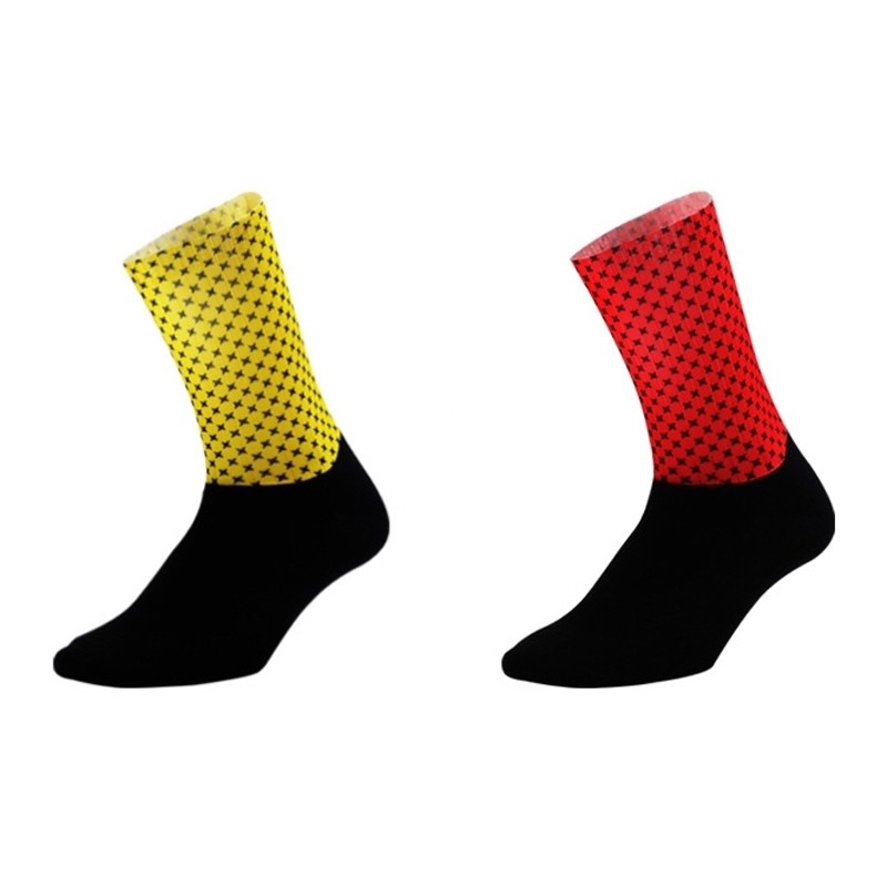 2Pairs Cycling Socks Riding Bicycle Bike Sports Ankle Socks XC MTB Red Yellow