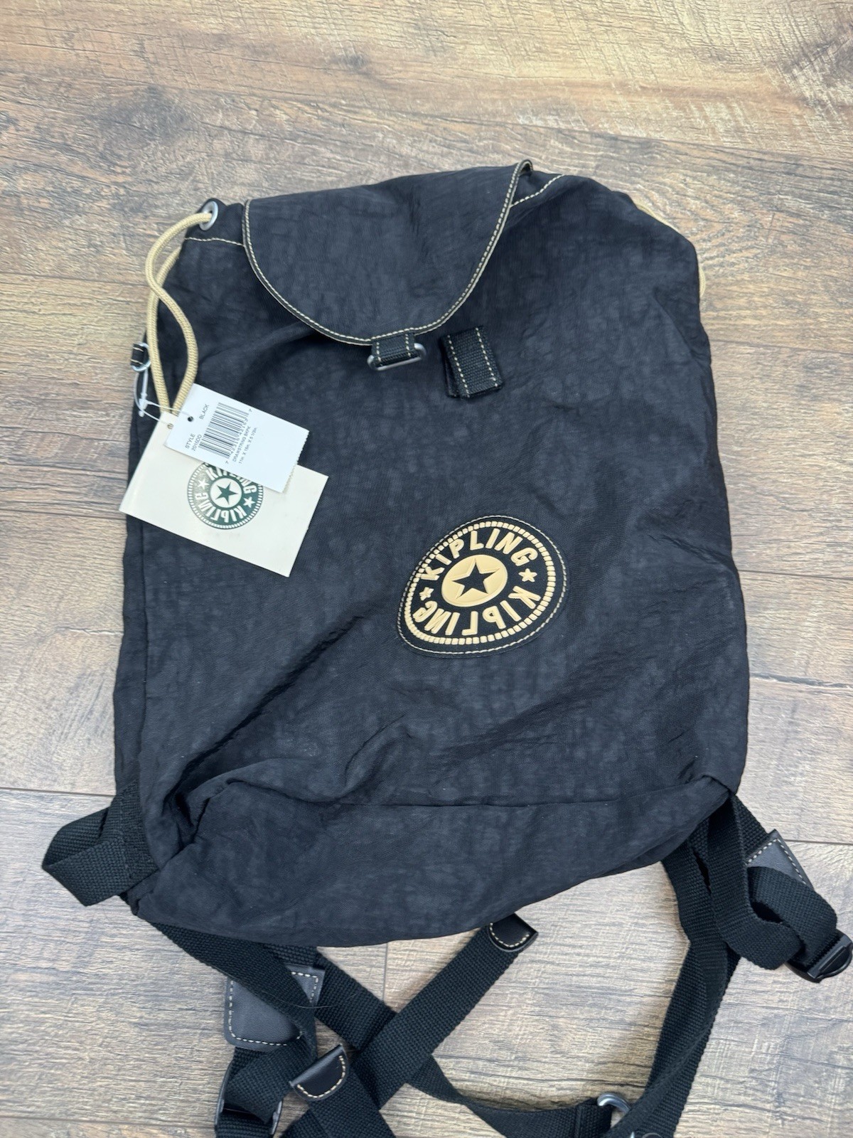 Kipling Backpack Draw String And Waist Strap Black . Logo