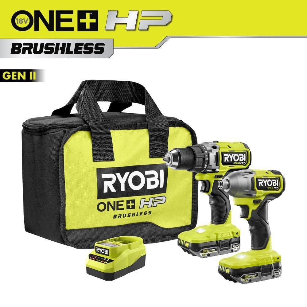 Ryobi ONE+ HP 18V Brushless Cordless 2-Tool Combo Kit with (2) 2.0Ah