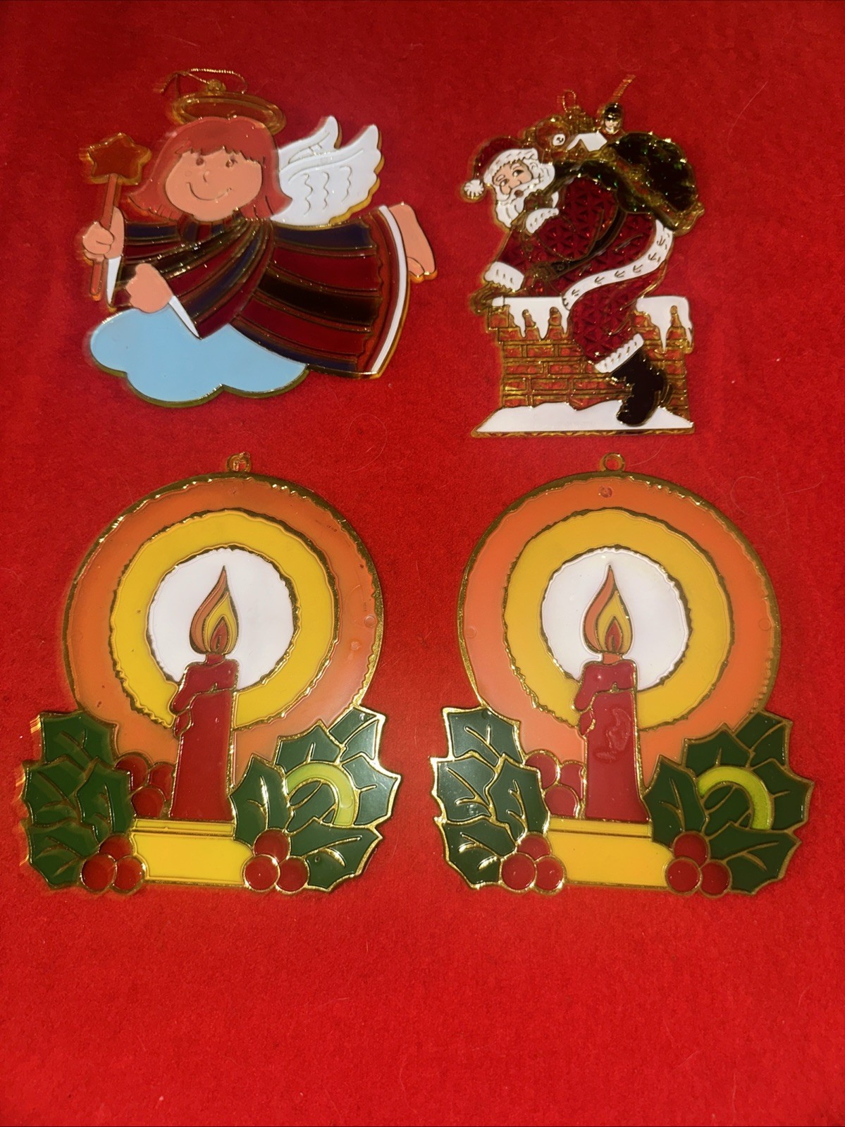 4 Large Vintage Retro Colorful 70s Kitsch Cute Plexi Plastic Sun Catchers