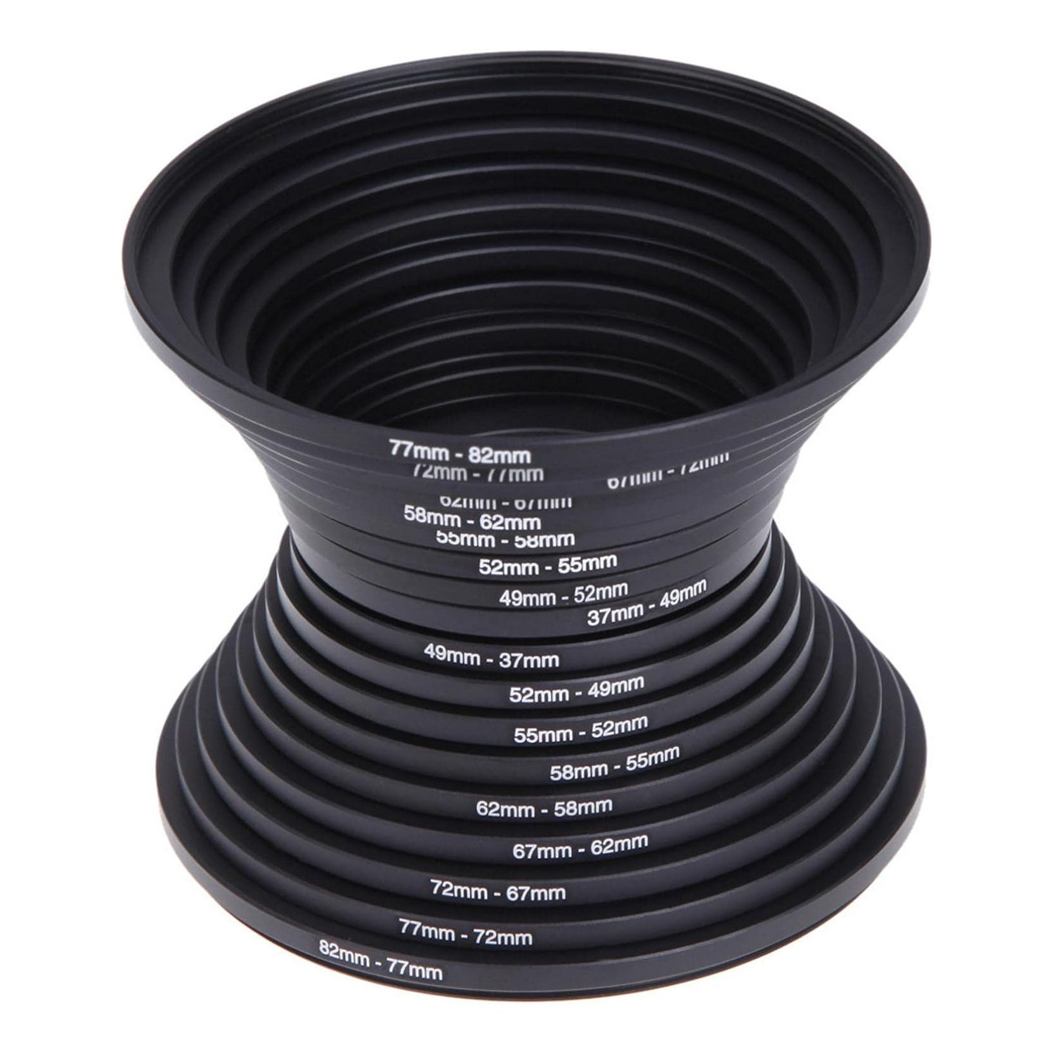 18 x Metal Step Up & Down Ring Camera Lens Filter Adapter Aluminum Black