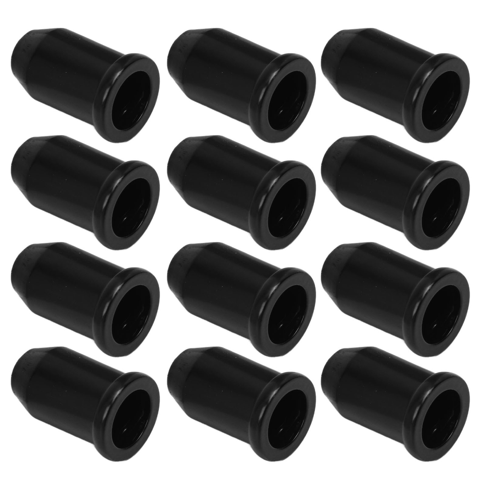 (Black)12x Guitar Ferrules String Cap Mounting Buckle Through Body Bushing ECA