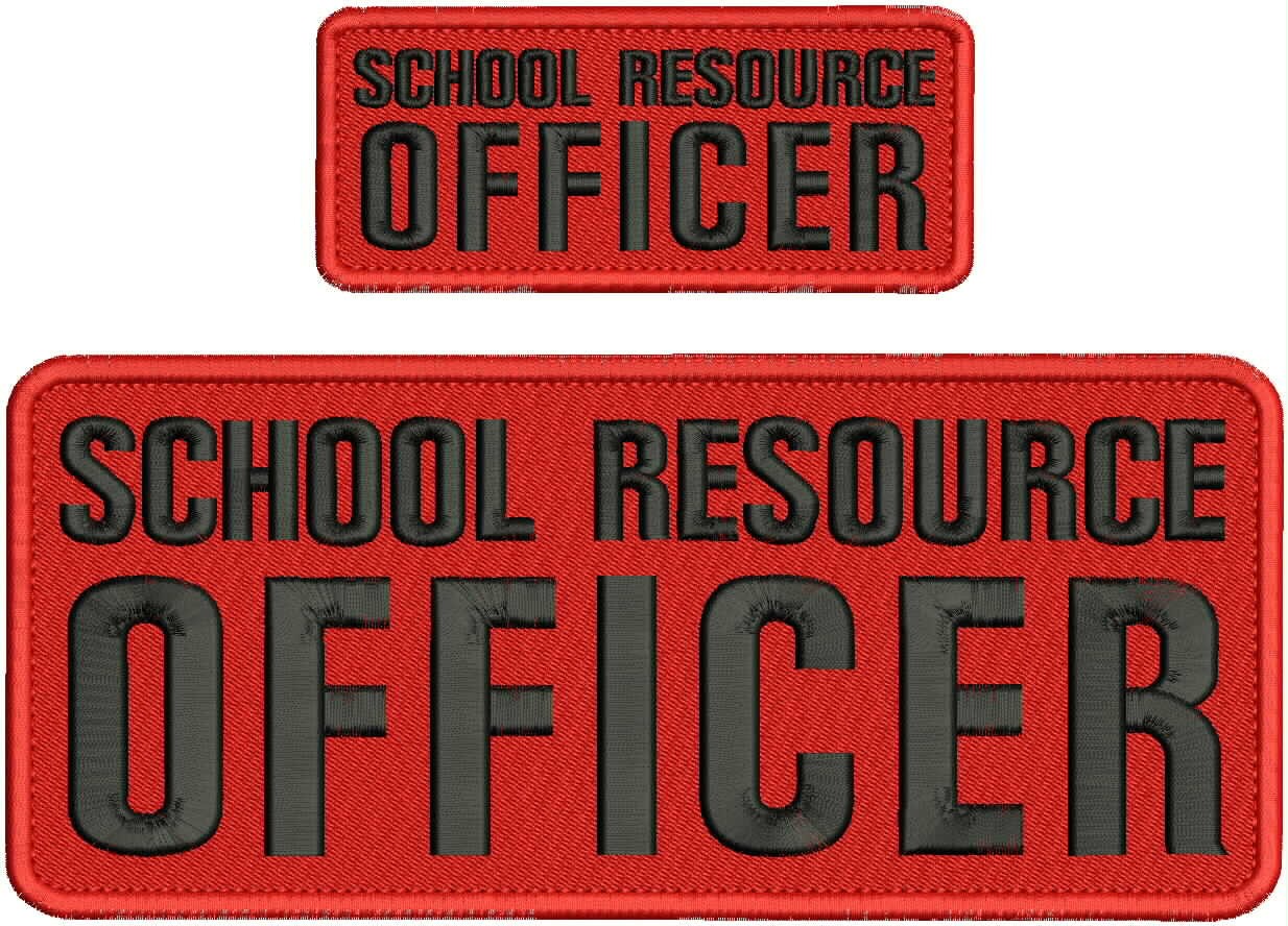 Collectible 2 Embroidery Patch ''School R O '' 4x10 and 2x5 Black On Red