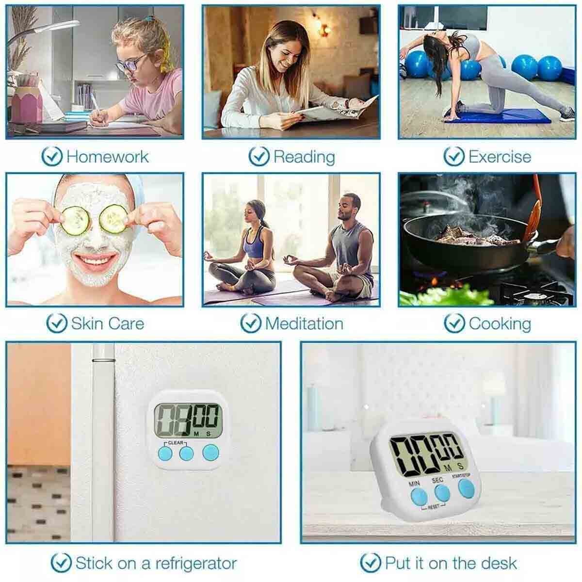 Multifunction LCD Digital Timer – Perfect for Gym, Cooking, Study & Office