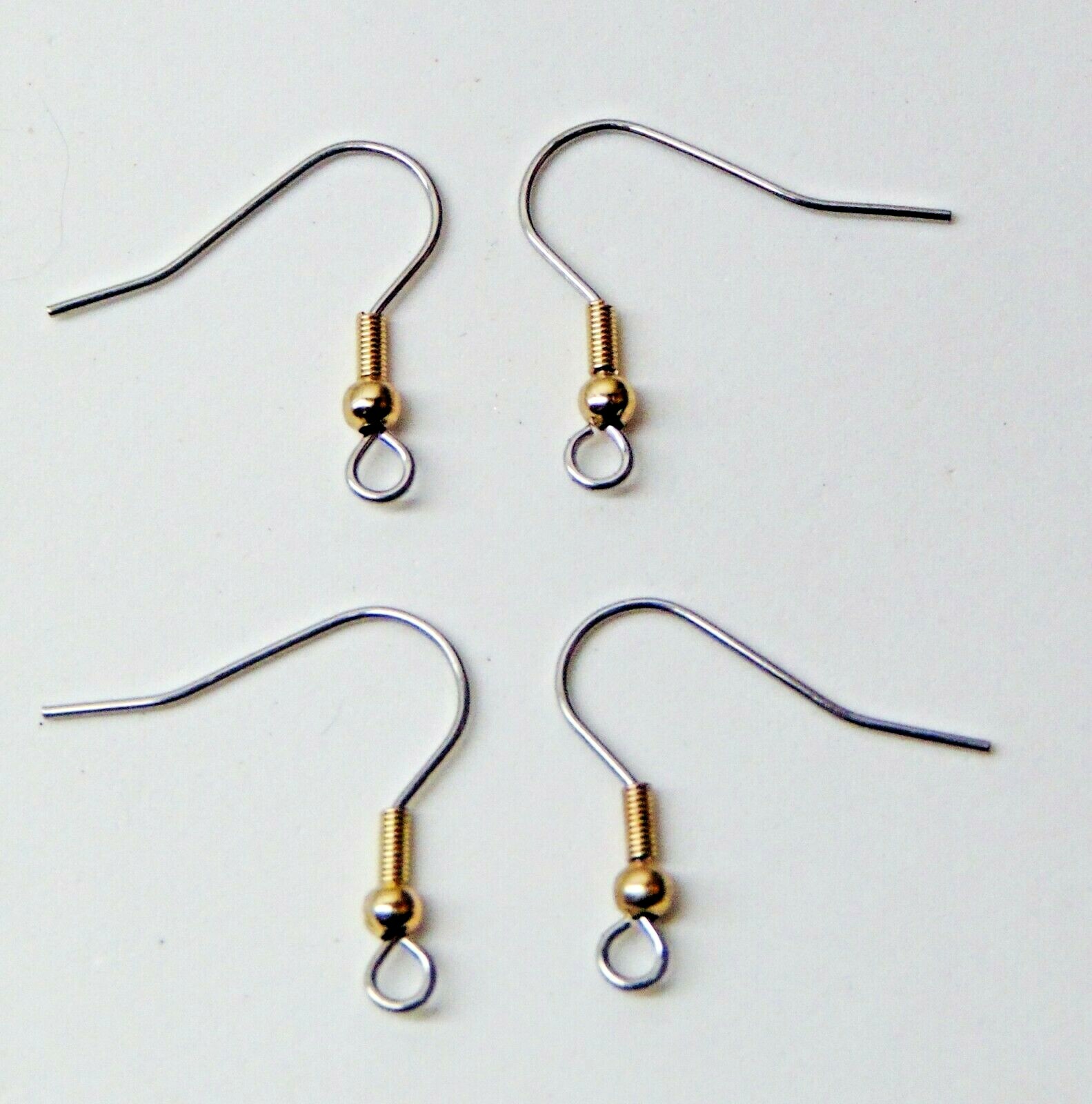 24 Earrings Stainless Steel Ear Wire French Hooks w/ GOLD Ball + Coil + 3mm Loop