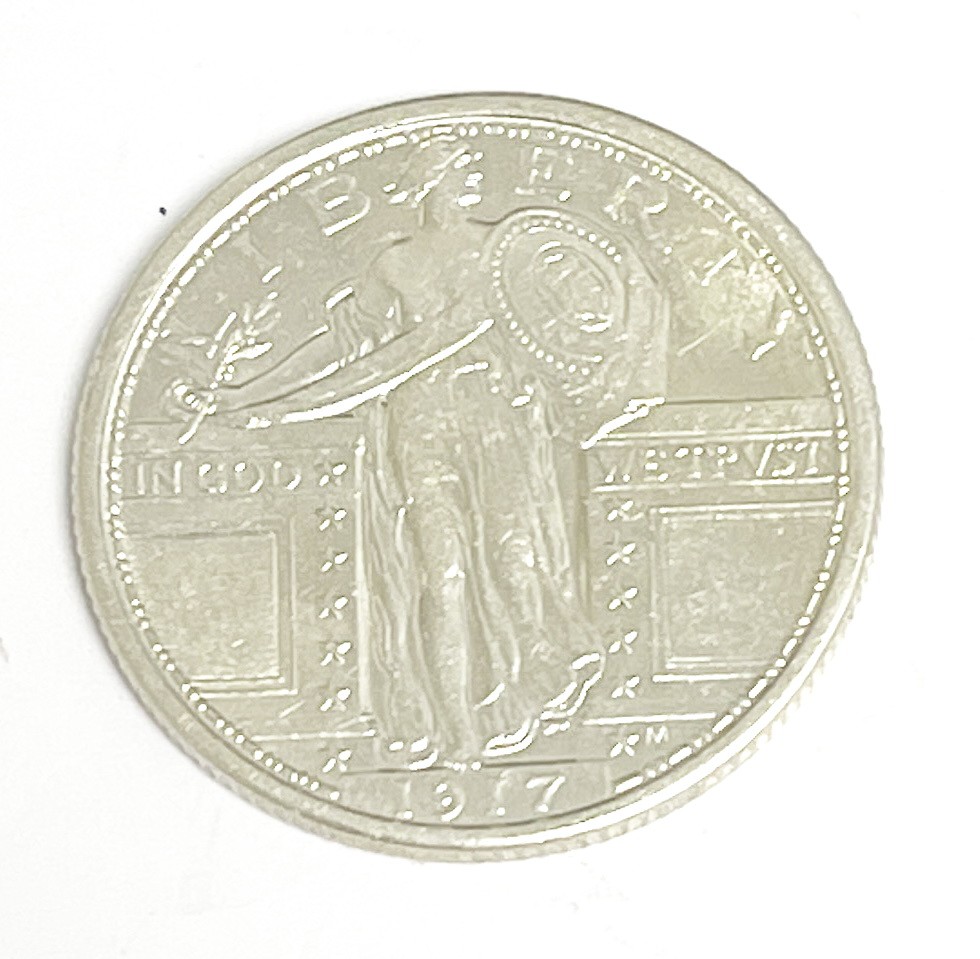 1917 Type 1 US Mint Standing Liberty 90% Silver Quarter Full Head Coin ~ Unc