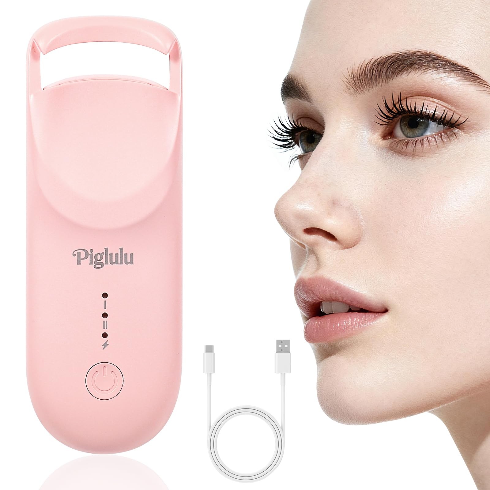 Mini Heated Eyelash Curler with Fast Heating, Long-Lasting Curls, Temp Control