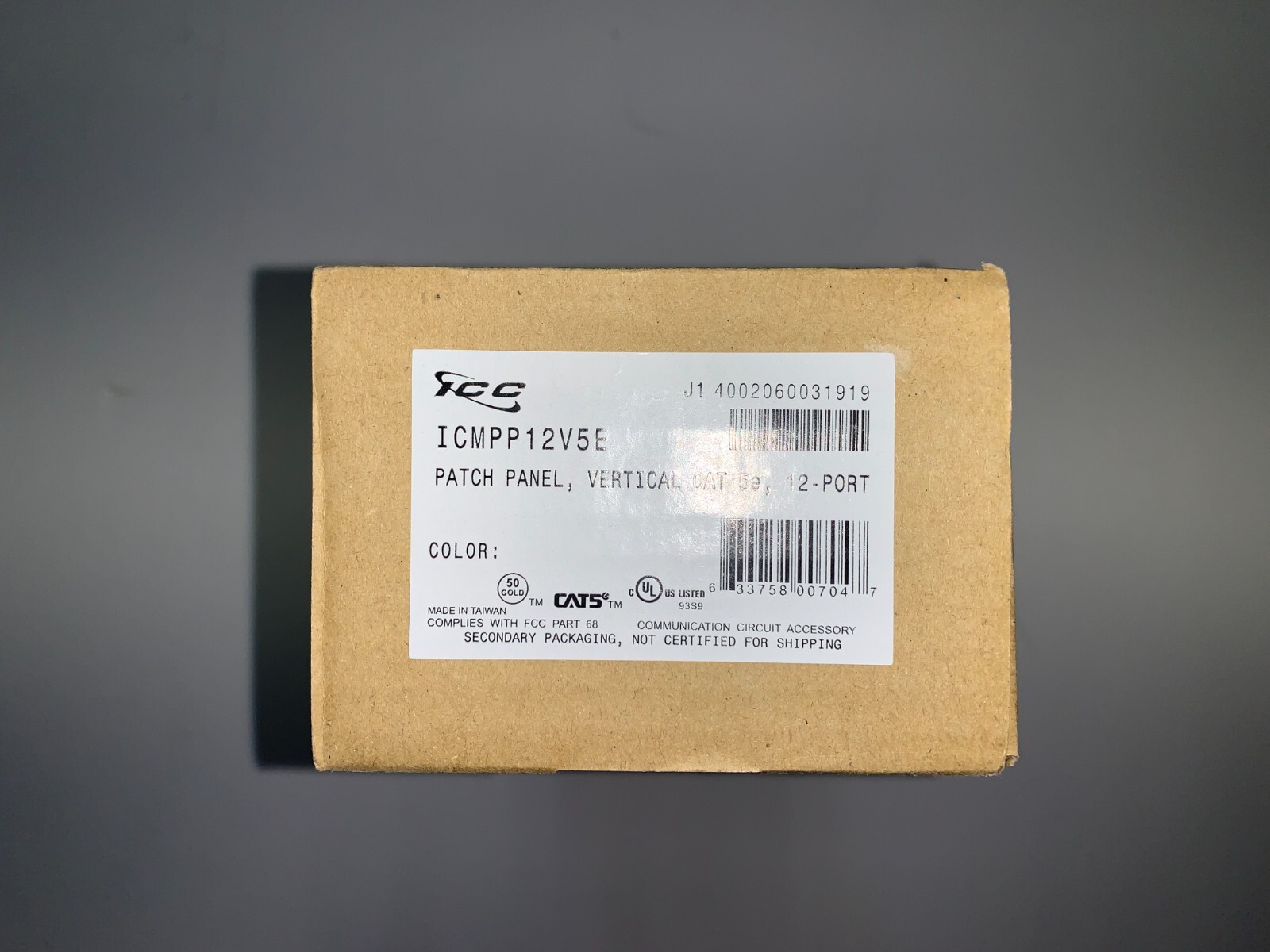 ICC 12 PORT CAT5E VERTICAL PATCH PANEL - ICMPP12V5E