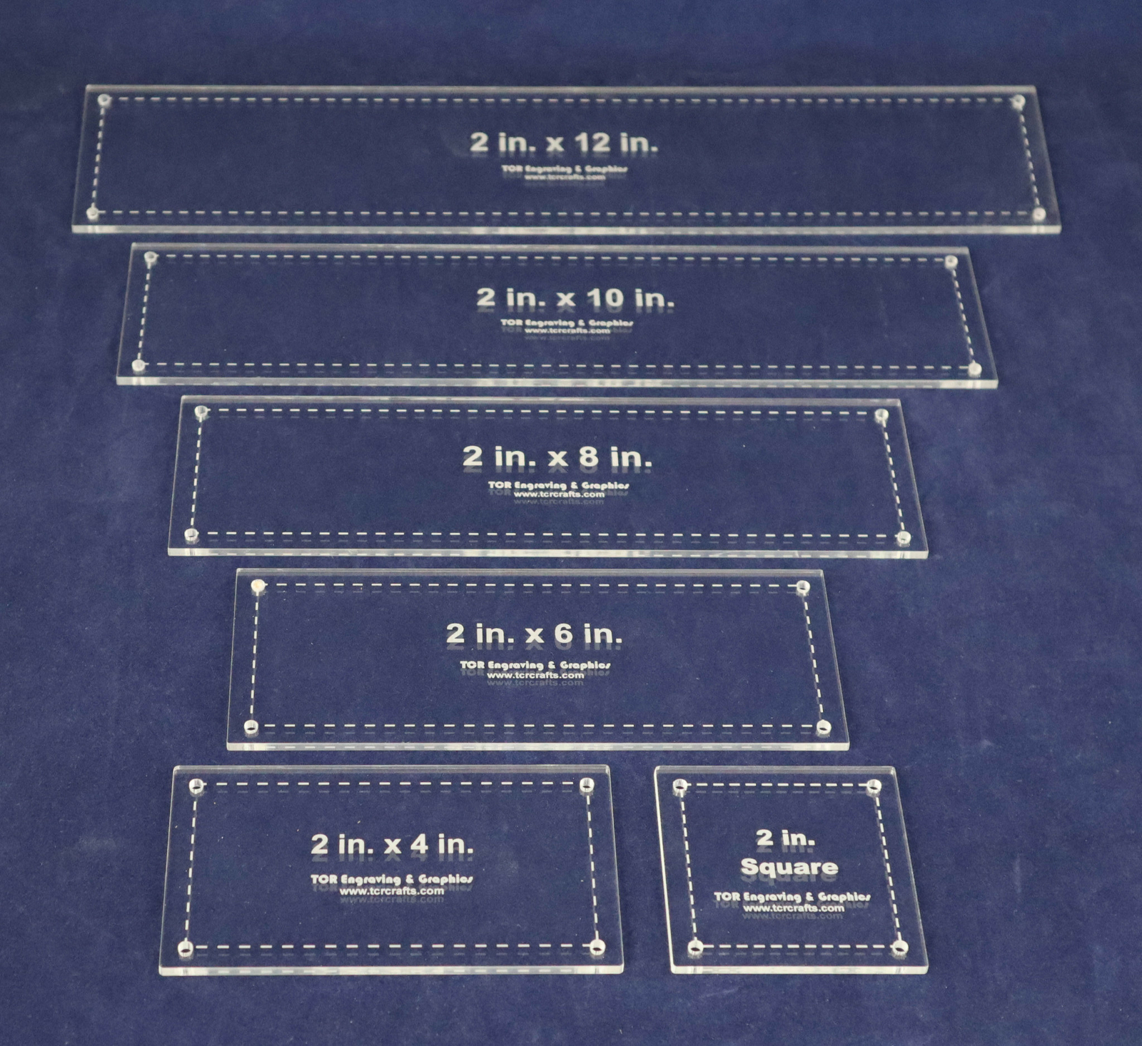 6 Piece Rectangle-Square Set - 1/8 Inch Thick Acrylic- Quilting templates