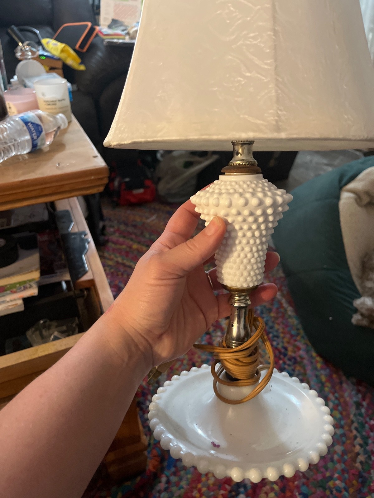 Mother’s Vintage 12” Fenton Hobnail Milk Glass Accent Lamp
