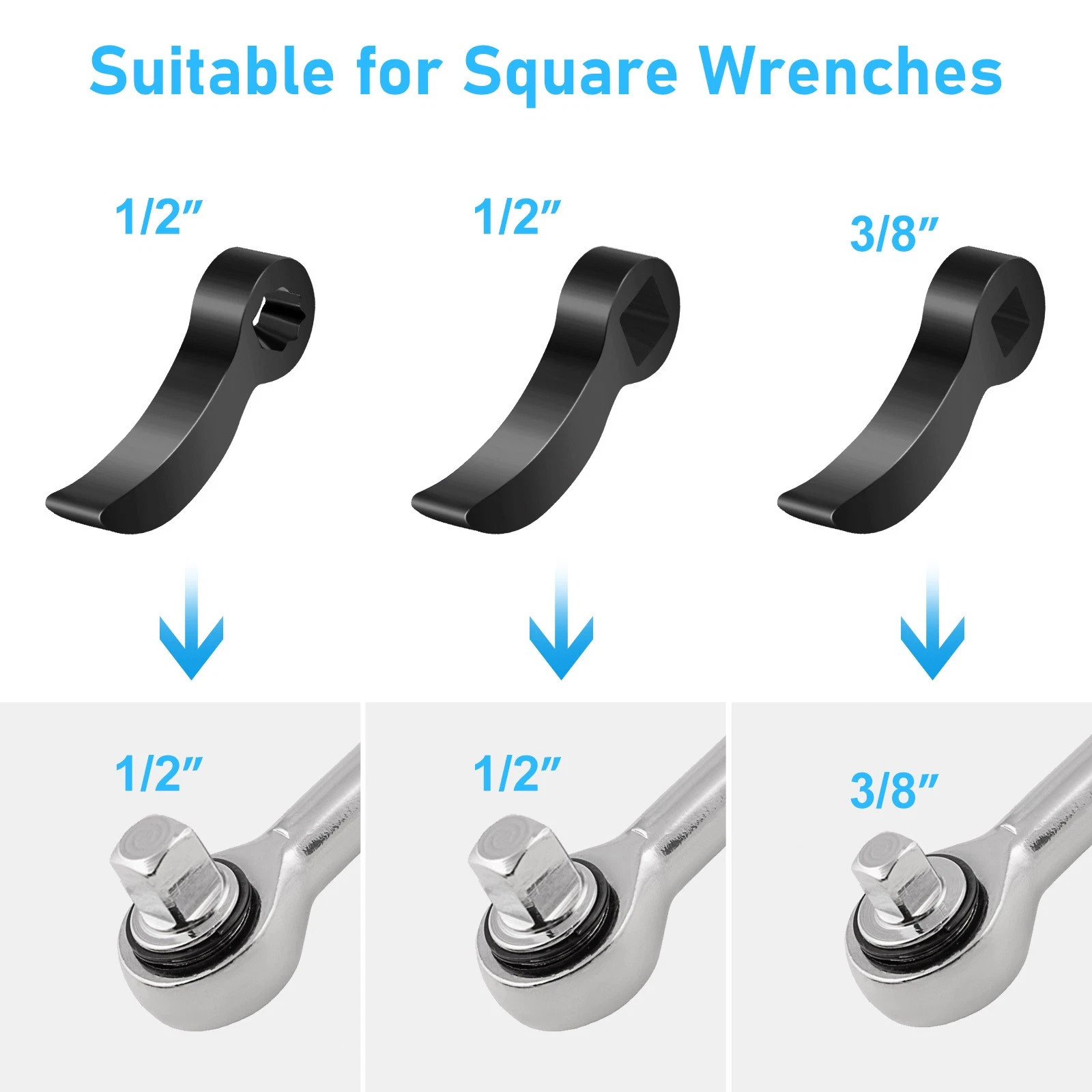 3 PCS Pry Bar Wrench Adapter Head Half Shaft Removal 1/2in Crowbar Ratchet Tool