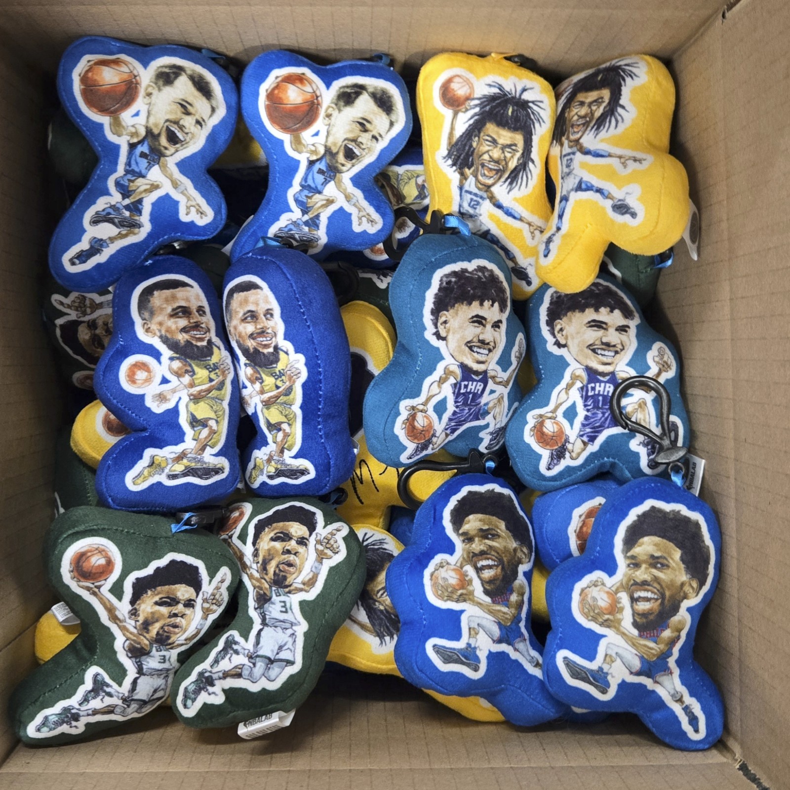 NBA All Star Plush Danglers - Lot of 90 NEW + LOOSE Clips : 6 Varieties!