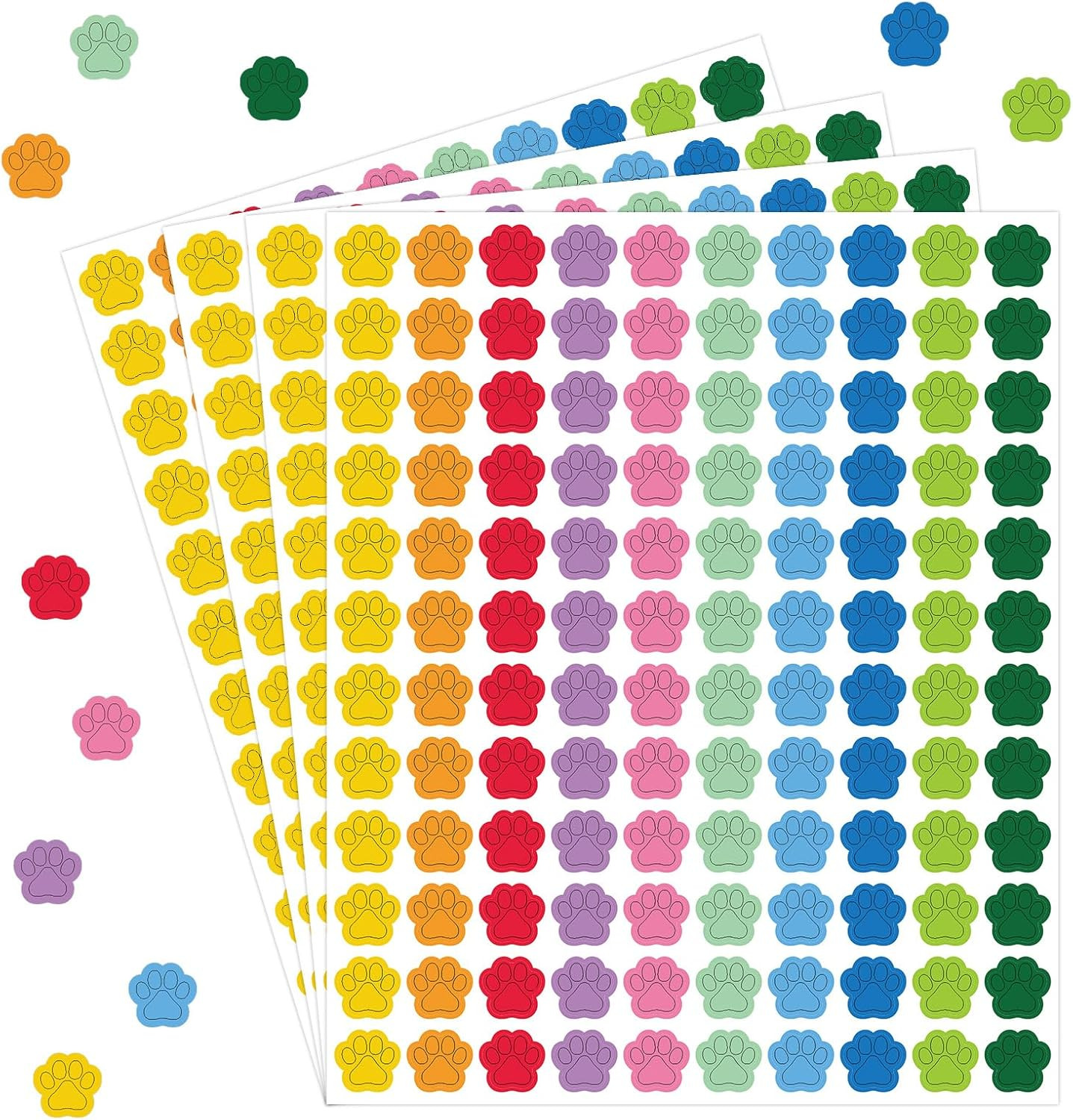 3000 Pcs Mini Paw Stickers Colorful Dog Paw Print Self Adhesive Stickers for Scr