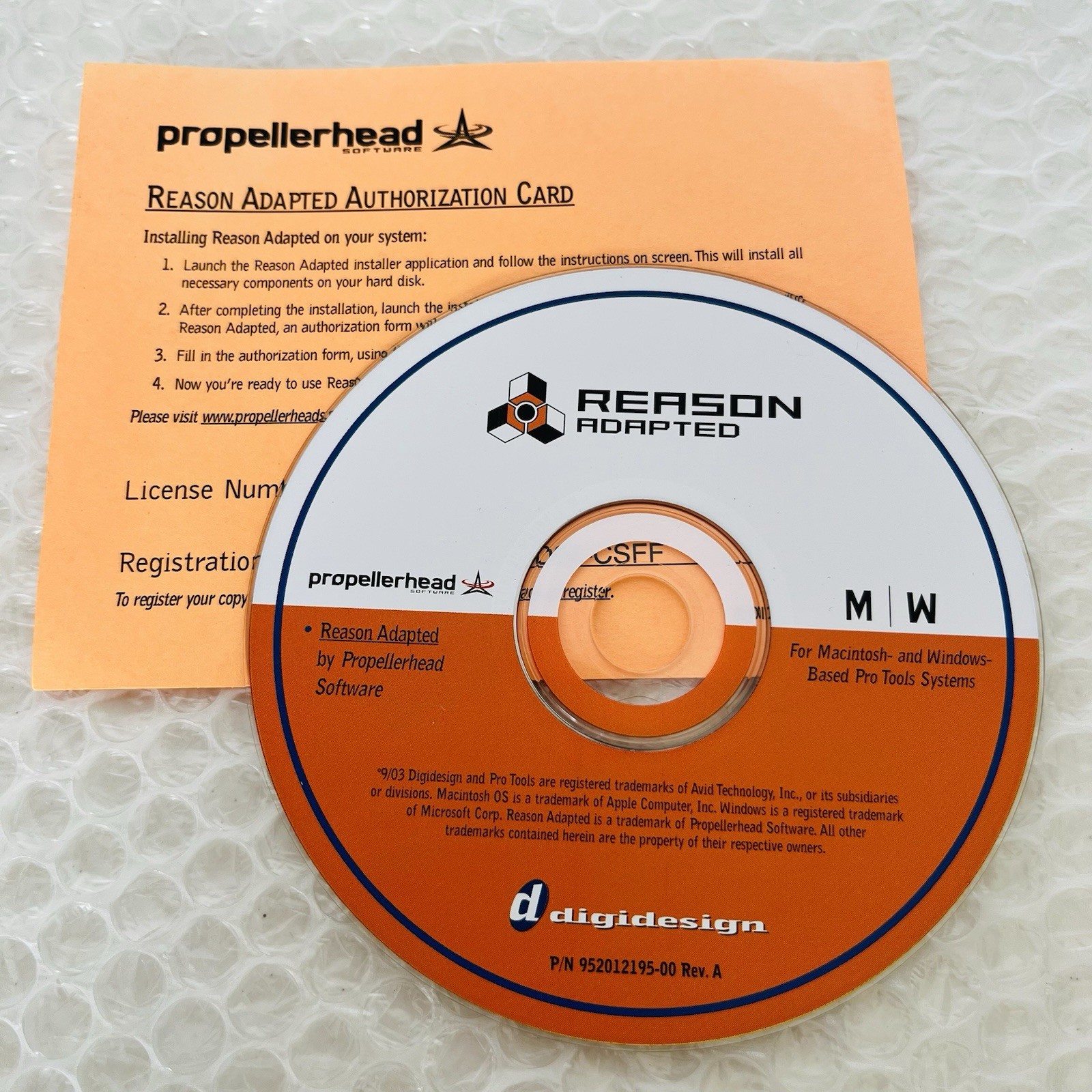 REASON Adapted For MAC / WIN Pro Tools Systems Disc Digidesign