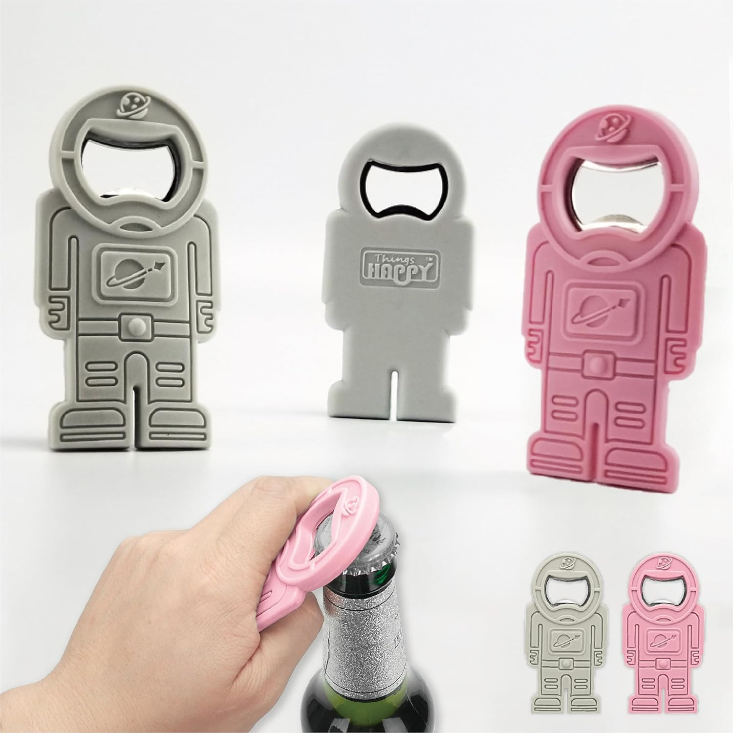 Astronaut Bottle Opener - Space-Themed Metal and Silicone Tool, Fun and Function