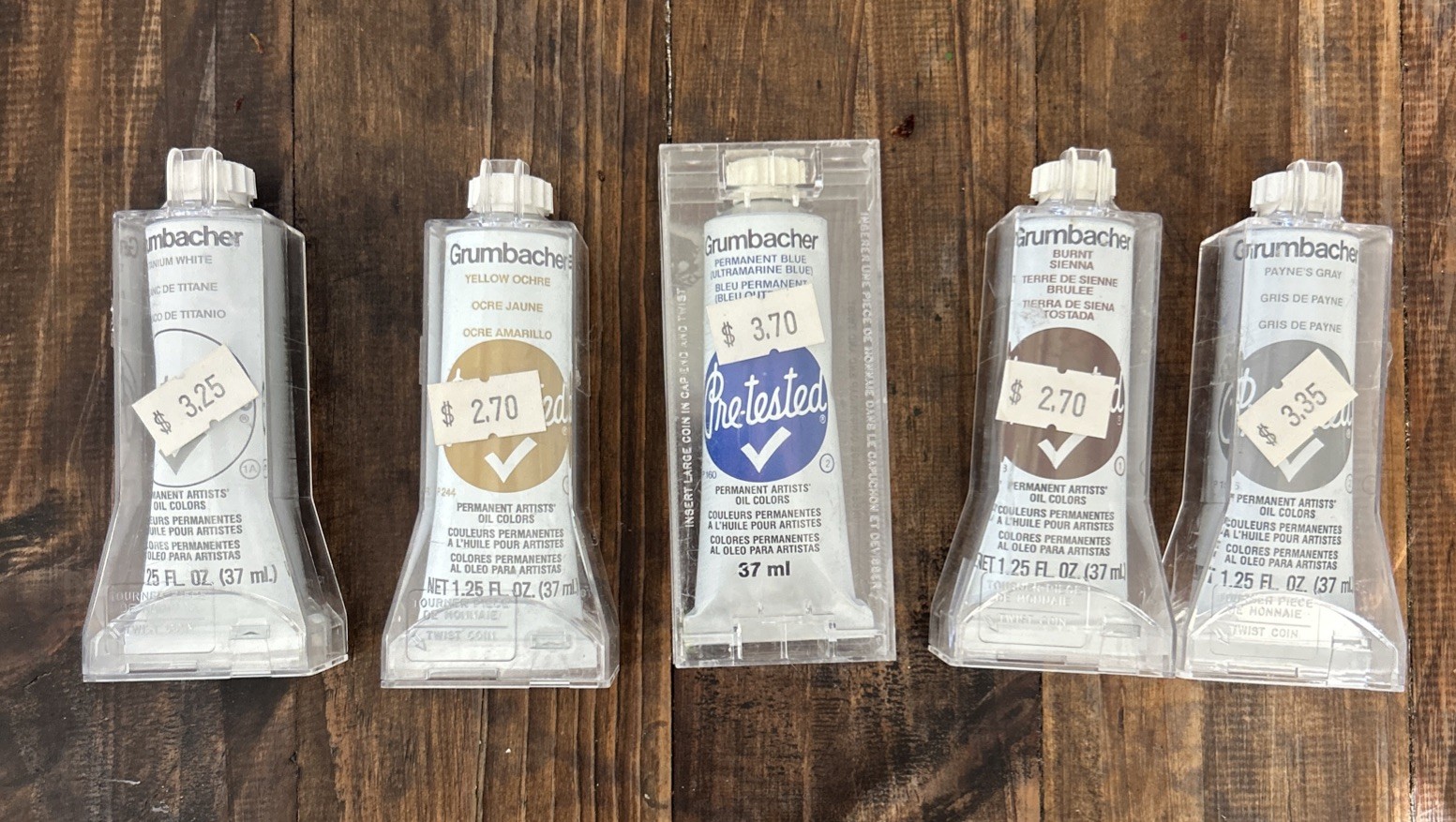 Grumbacher Vintage New Pre-Tested Oil Paint, 37ml/1.25 oz. RARE Lot Of 5