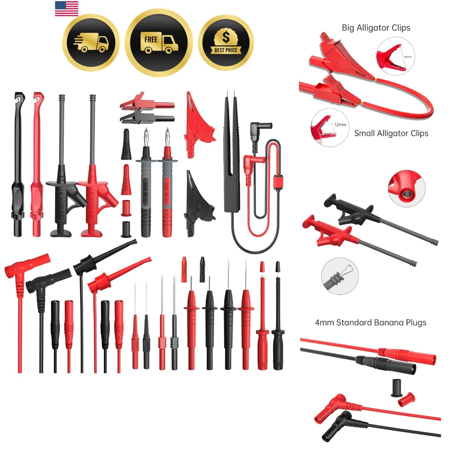 25PCS Silicone Multimeter  Leads Kit with Replaceable Wire Piercing Probes Se...