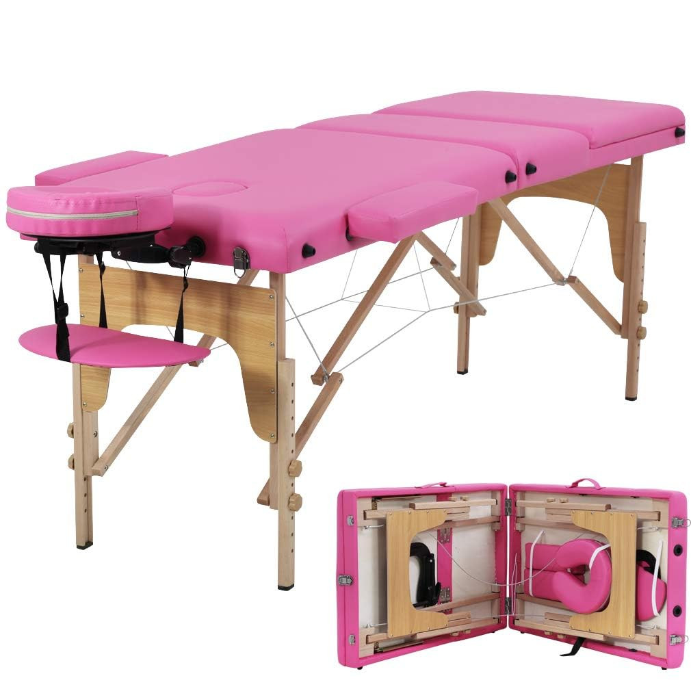 Massage Bed Portable Massage Table 24 Inch Wide Lash Bed Height Adjustable 3 Fol