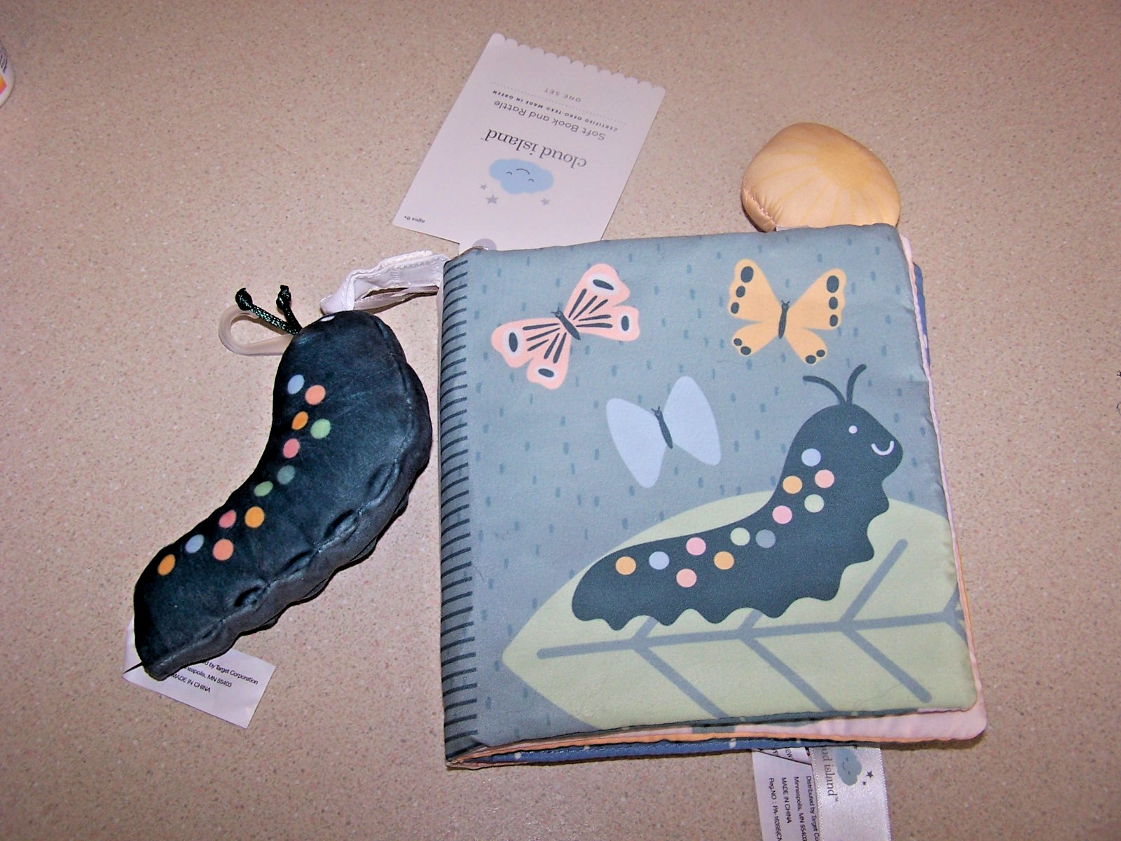 CLOUD ISLAND Soft Interactive Book CATERPILLAR Fabric Baby Toy Sensory Dev.