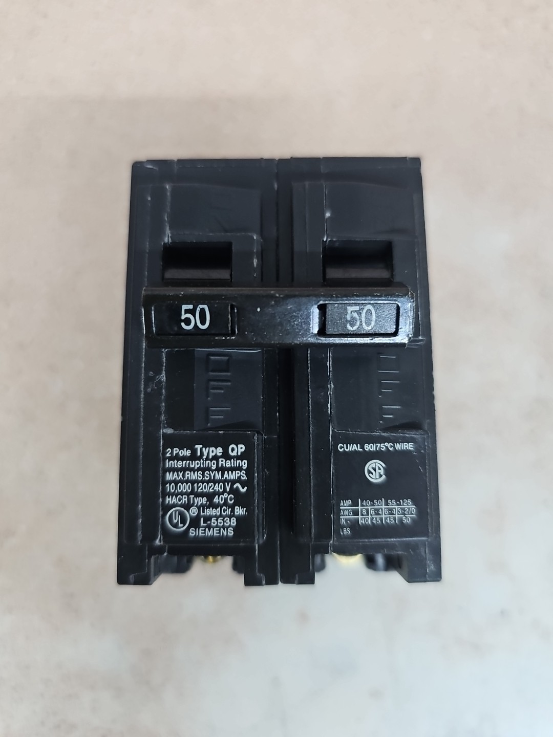 1  NEW OLD STOCK BREAKER Siemens ITE Gould Q250  50 Amp 2 Pole 120/240V