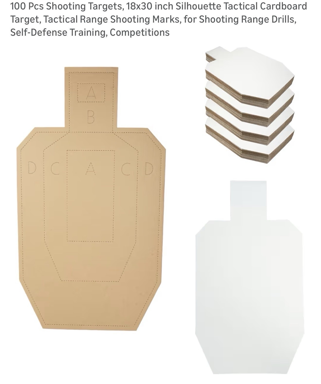 100 Pcs Shooting Targets 18x30’’ Silhouette Cardboard Tactical