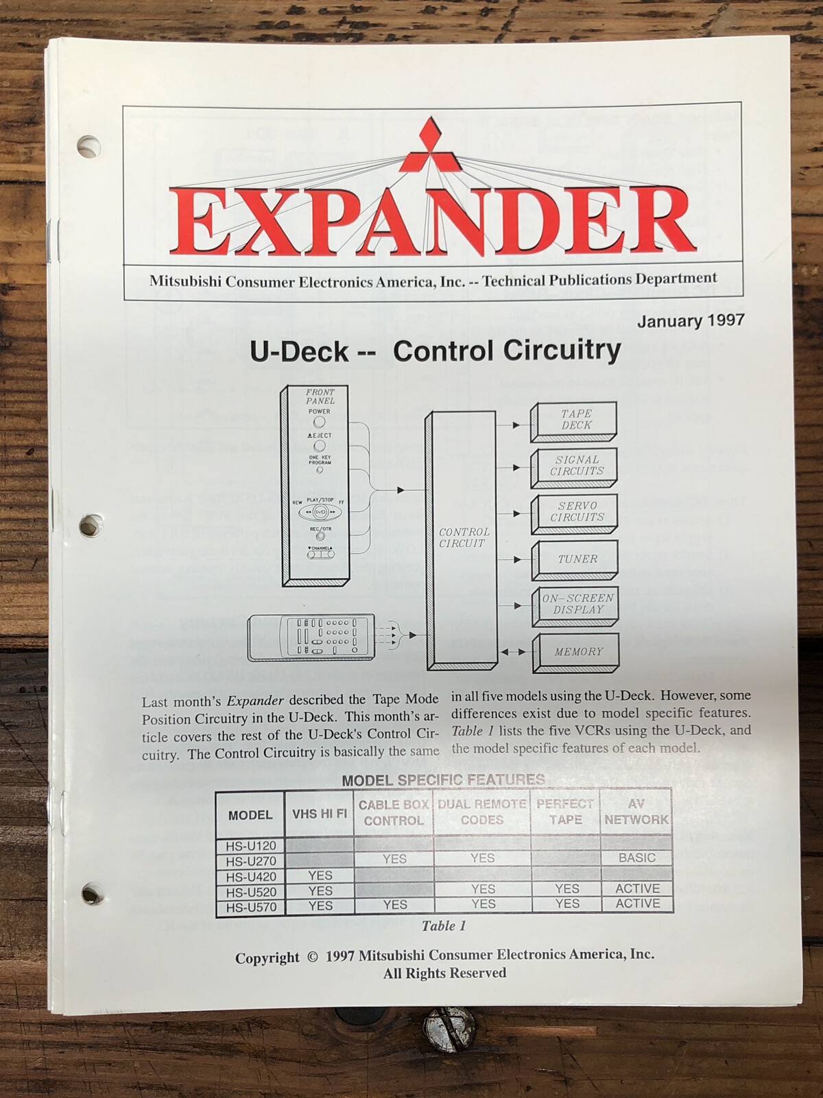 Mitsubishi Expander Magazine Jan '97 U-Deck Control Circuitry   *Original*