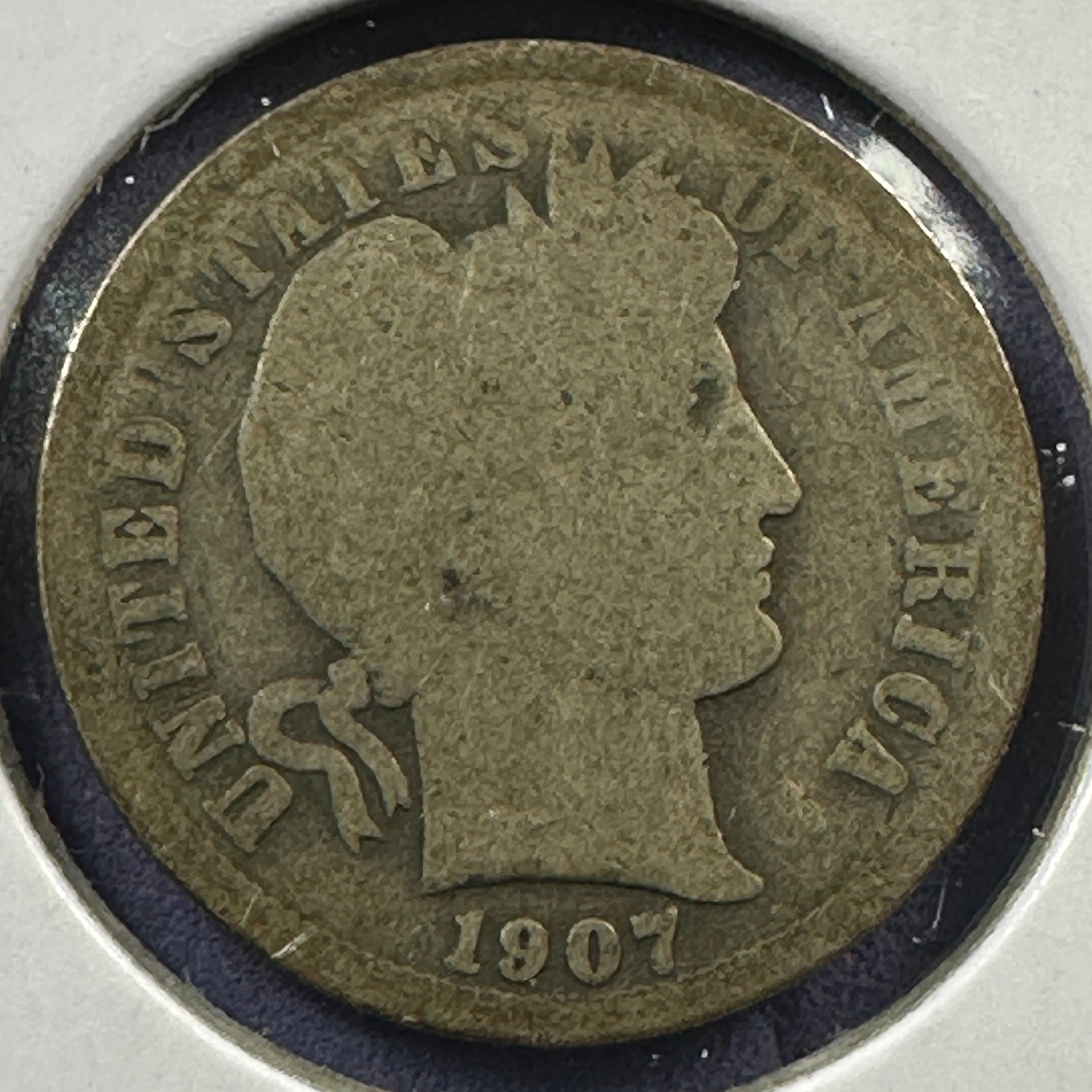 1907 10C Barber Dime (90347)