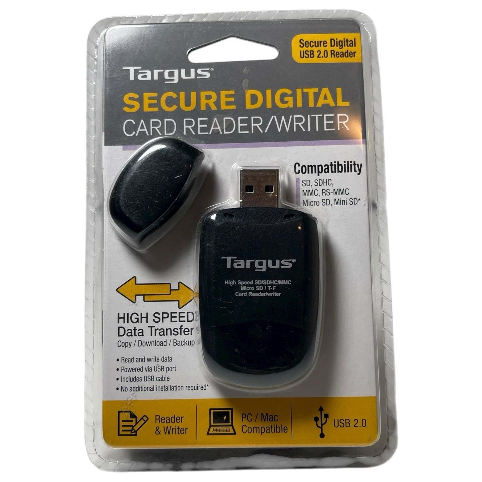 Targus Secure Digital SD Card Reader Writer USB High Speed For PC/Mac New