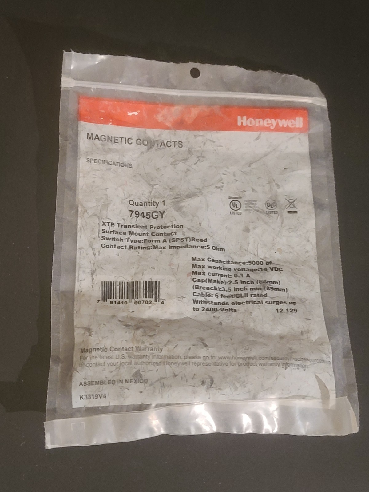 NEW SEALED HONEYWELL White 7945WH Magnetic Contacts Surface Mount