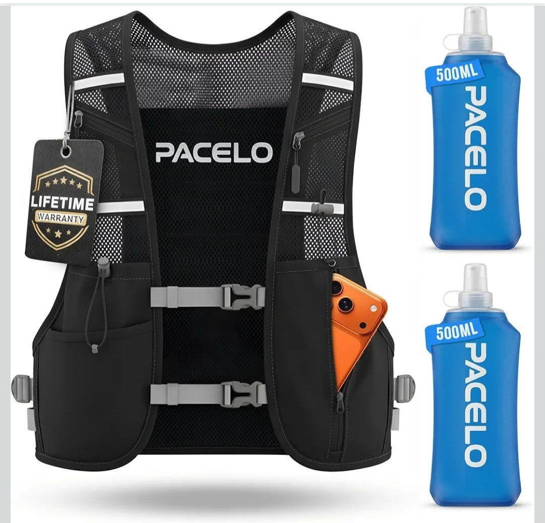 Hydration Vest - Running Vest for Women & Men, 2 Flask 500ml, Phone Pocket Small