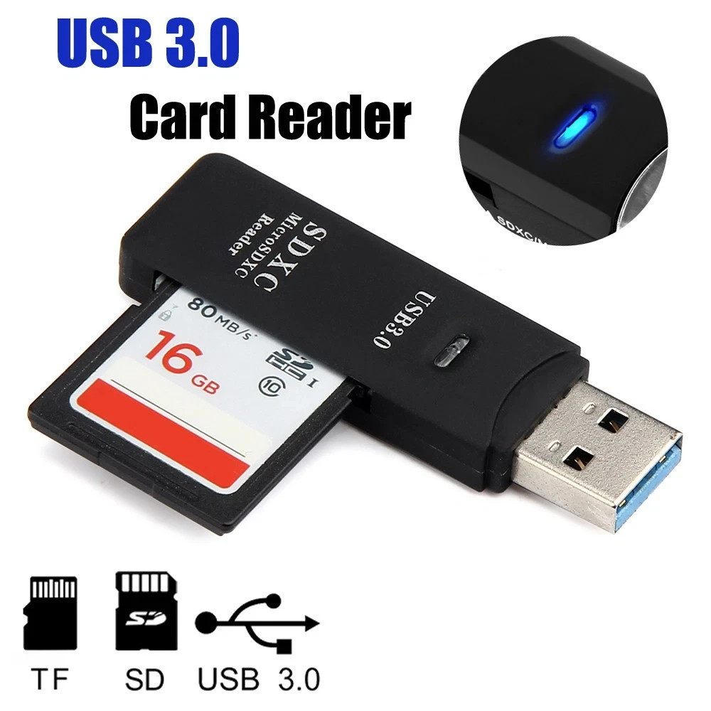 USB 3.0 SD Card Reader Micro SD TF Memory Card Adapter for PC Laptop Camera